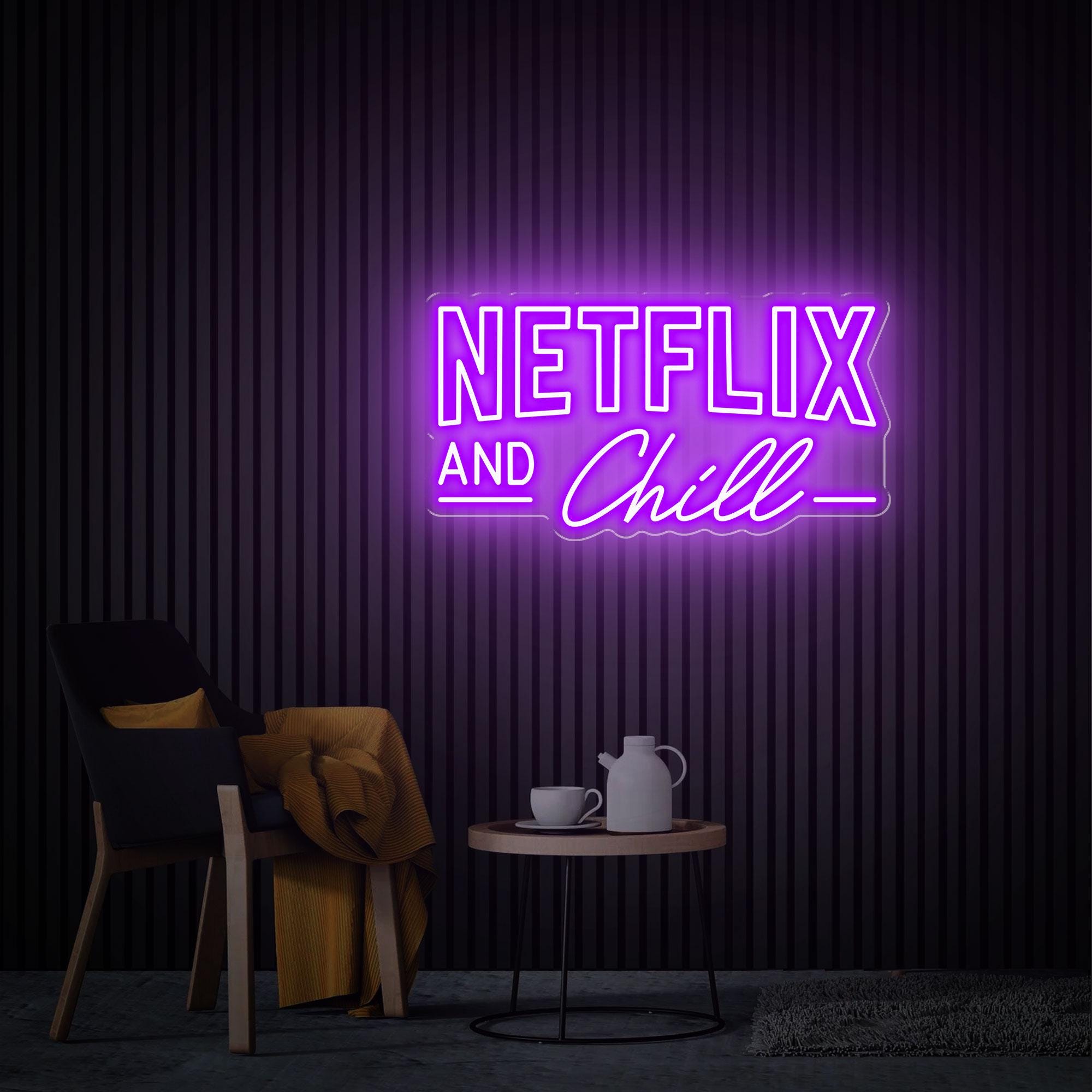 Netflix and Chill Neon Sign, Netflix Gift, Custom Neon Sign, Movie Room Neon sign, Neon Wall Decor, Anime Neon Sign, Handmade Led Neon Light