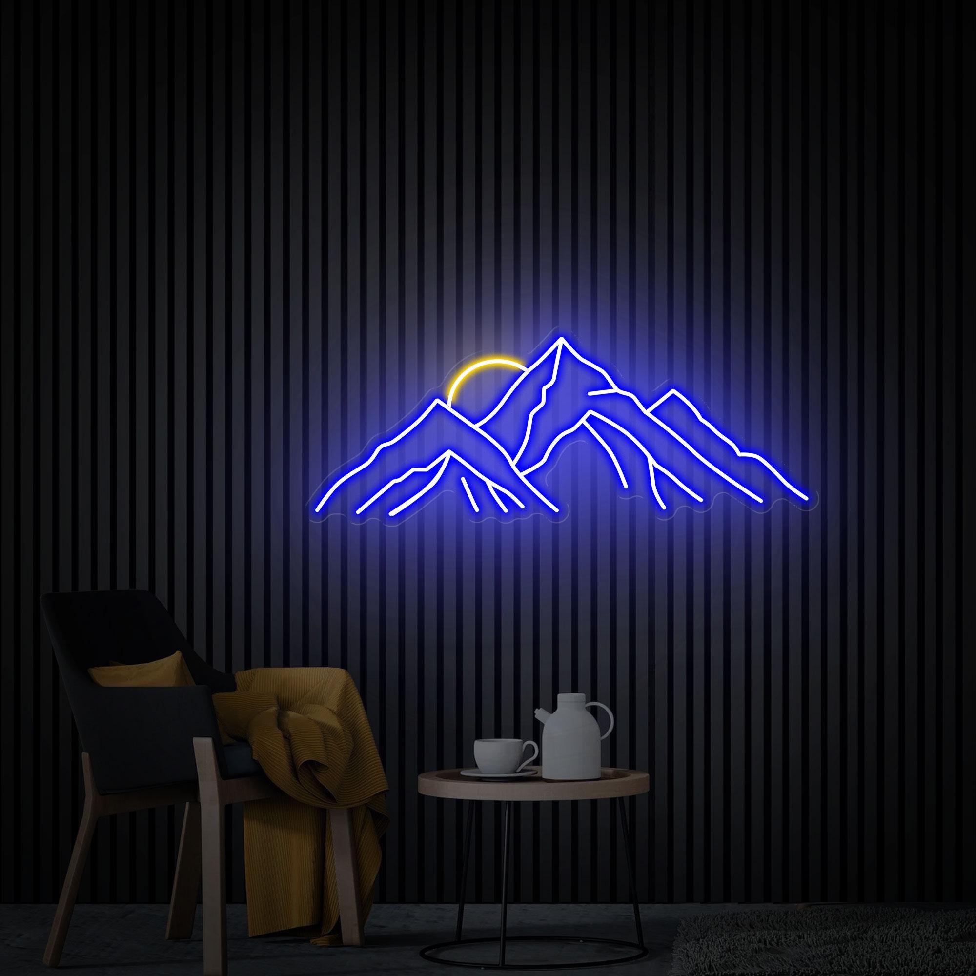 Mountain Neon Sign, Mountain with Sunset Led Sign, Mountain Wall Art, Neon Sign Wall Art, Aesthetic Room Decor, Custom Neon Sign, Best Gift