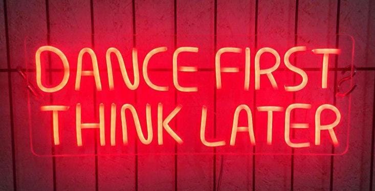 Dance First Think Later Neon Sign, Dance Neon Sign, Party Neon Sign, Dance Party Sign, Funny Neon Sign, Dance Bar Club Neon Sign Art Decor