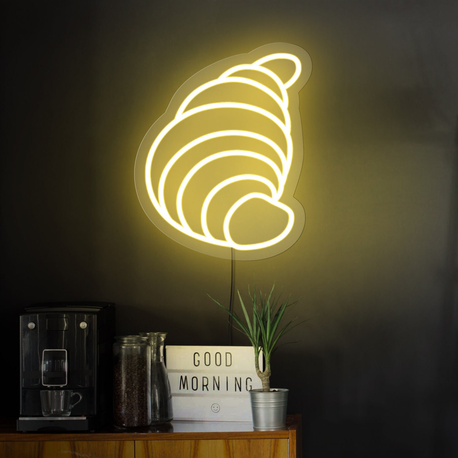 Croissant Neon Sign, Bakery Neon, Food Neon Sign, Baking Neon, Neon Sign Kitchen, Croissant Wall Art, Croissant Decor
