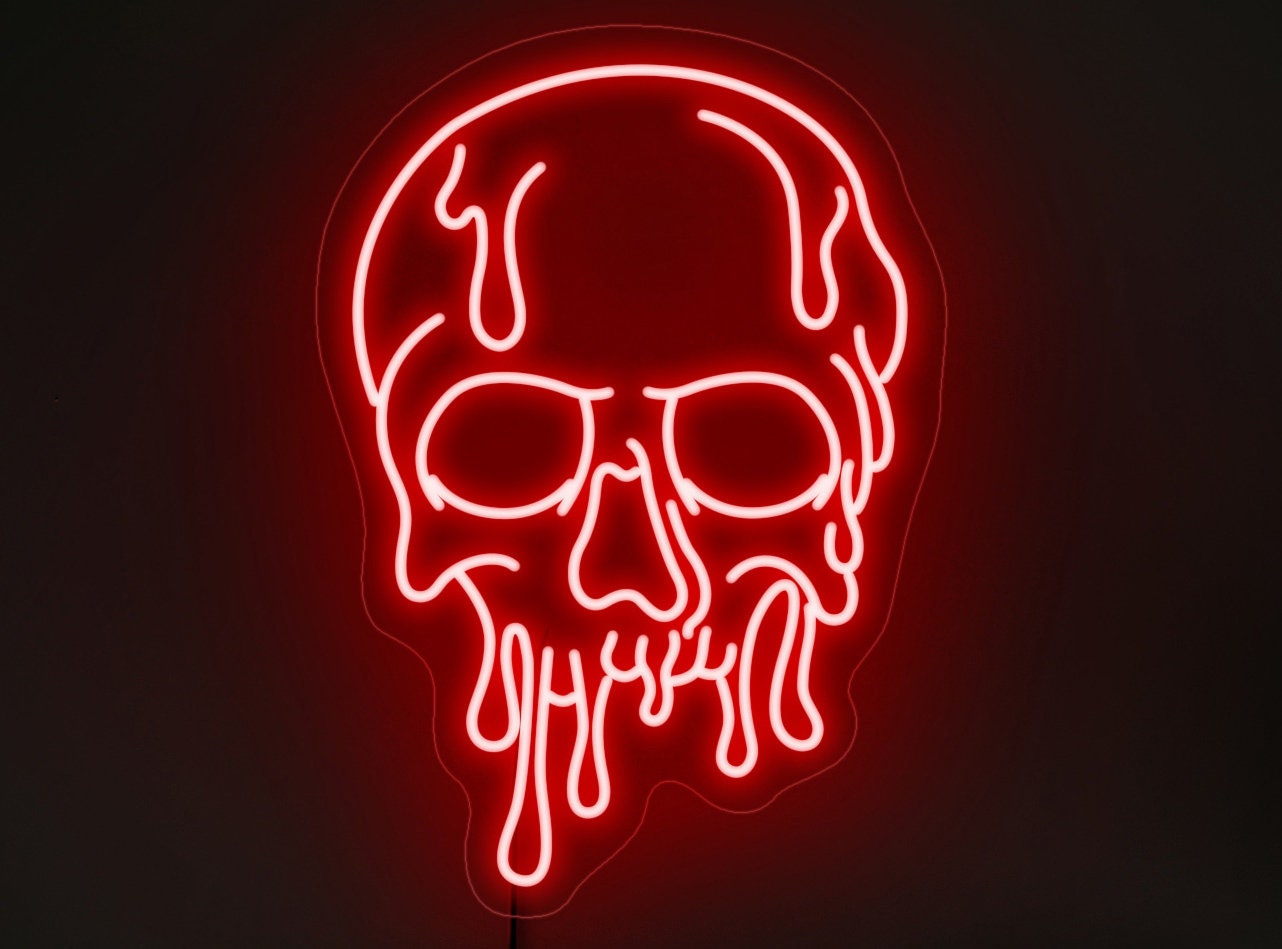 Skull Neon Sign, Dripping Skull Sign, Dripping Neon Sign, Skull Led Sign, Melting Skull Sign, Skeleton Neon, Skull Wall Decor,Skull Wall Art