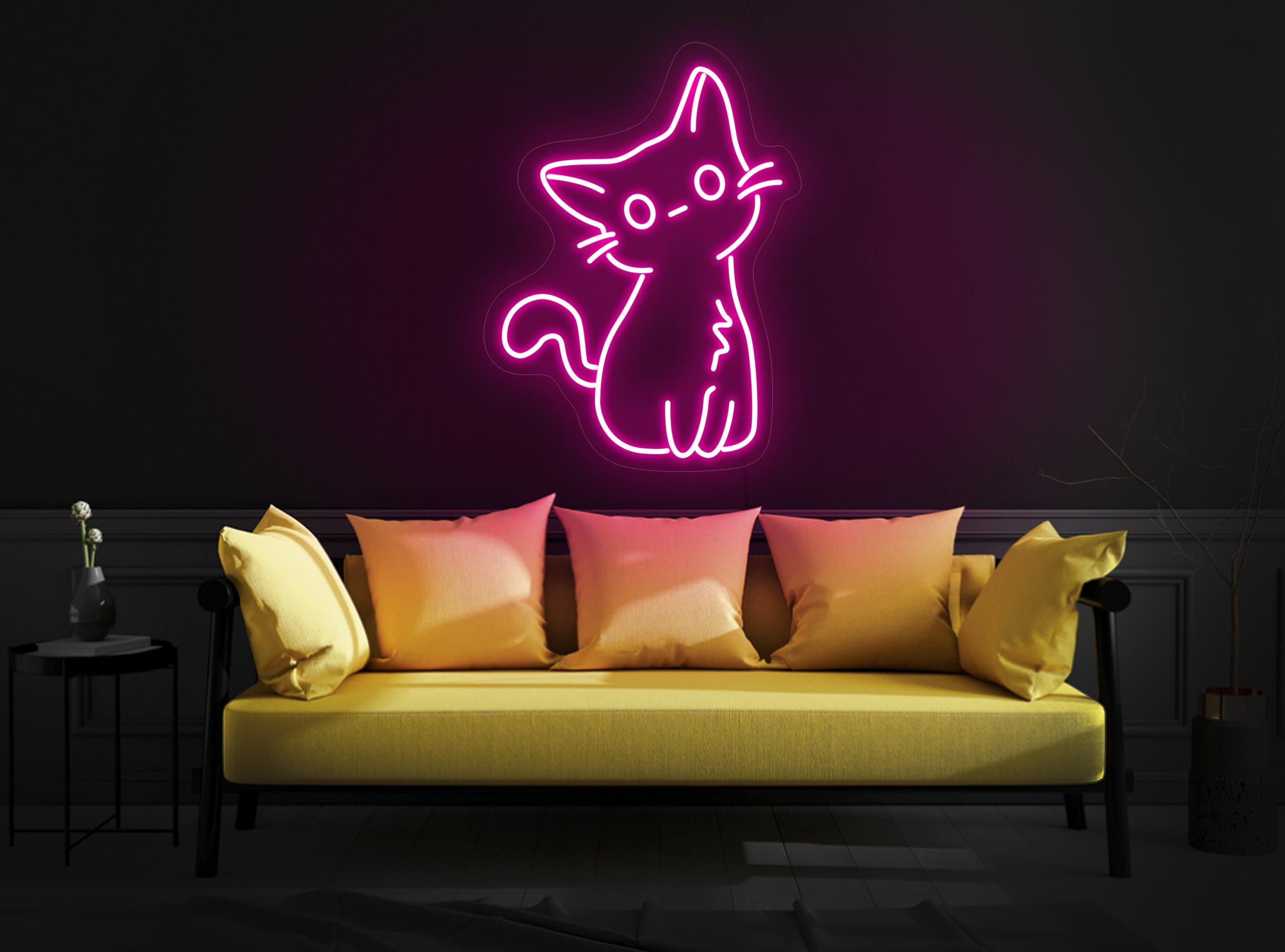 Cat Neon Sign, Cute Cat Led Sign, Kitty Neon Sign, Kids Room Neon Sign, Cat Lover Gift, Animal Neon Sign, Neon Sign Bedroom, Cat Art Decor