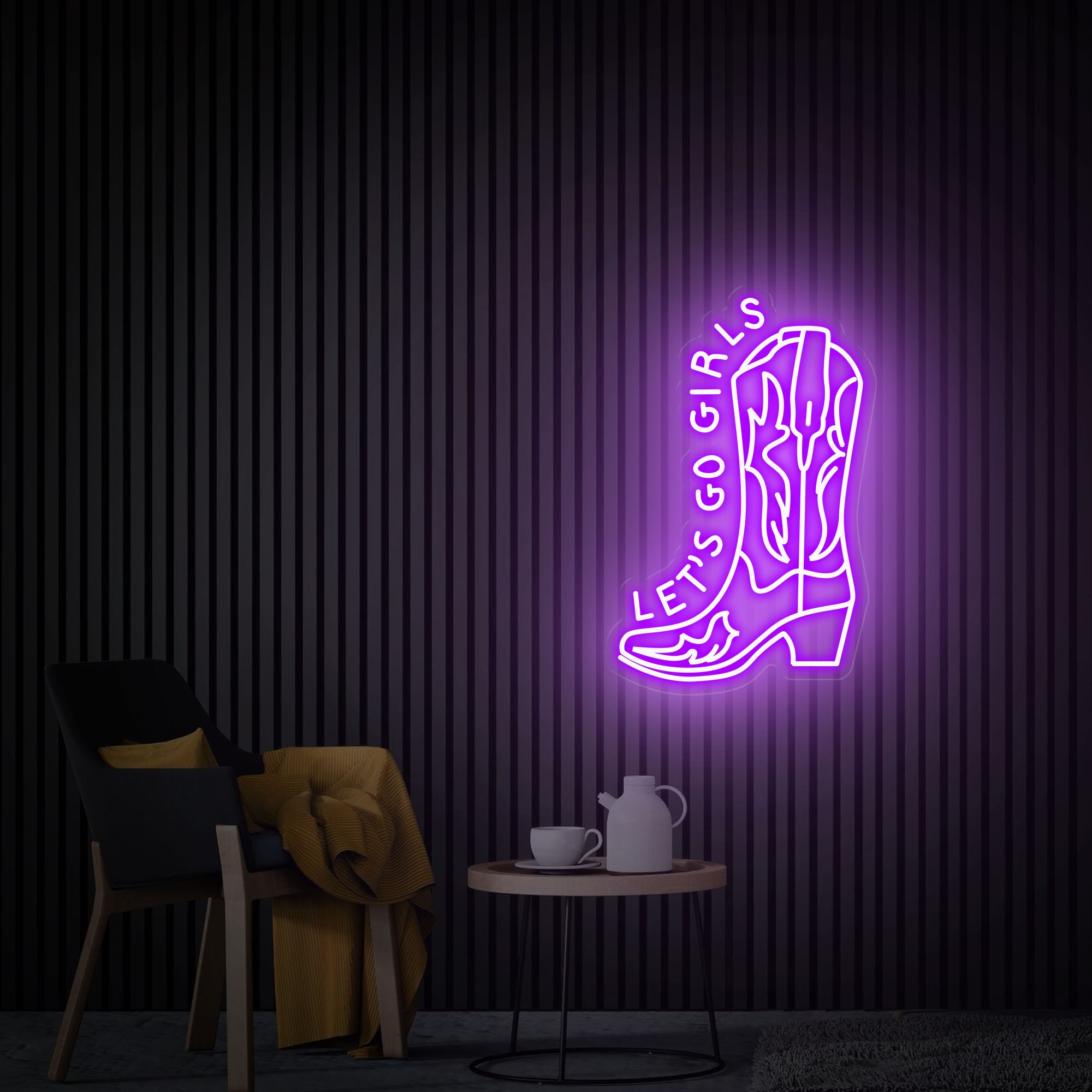 Cowboy Boot Neon Sign, Let's Go Girls Cowboy Shoe Led Sign, Western Neon Light, Custom Bar Neon Sign, Custom Wall Cowboy Decor Led Light
