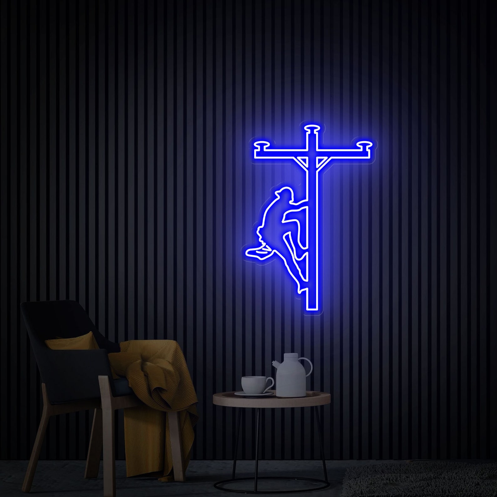 Lineman Neon Sign, Lineman Led Light, Retirement Gift, Gift for Dad, Custom Line-worker Neon Sign, Bedroom Decor, Lineman Gift