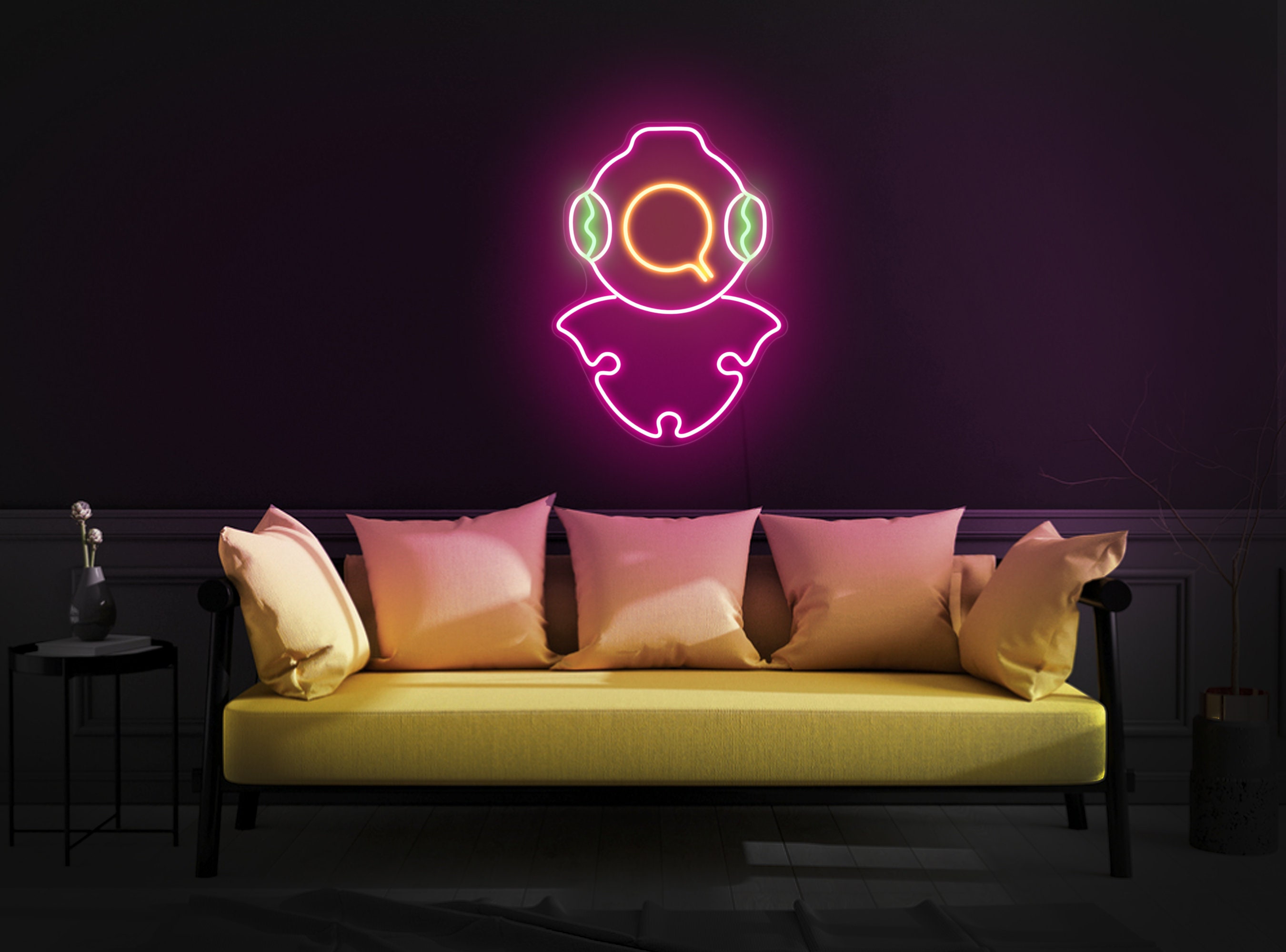 Scuba Diving Neon Sign, Diver Neon Sign, Diving Helmet Neon Sign, Scuba Diving Sign, Nautical Neon Sign, Scuba Diving Art, Diving Helmet Decor
