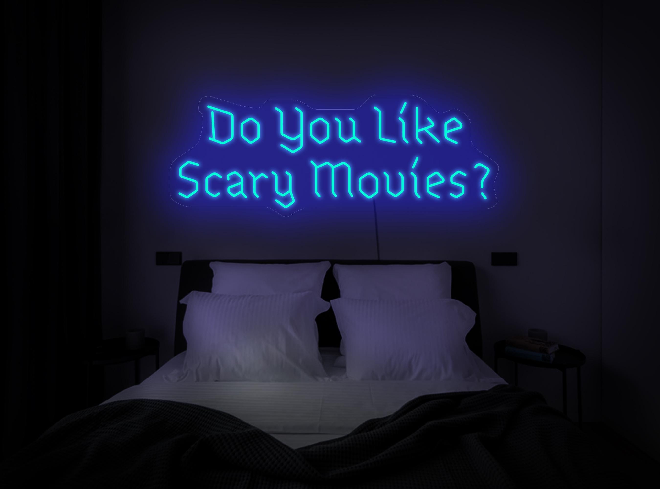 Do You Like Scary Movies Neon Sign, Scary Movies Led Sign, Home Theater Neon Sign, Horror Movies Gift, Gothic Neon Sign, Scary Movies Decor