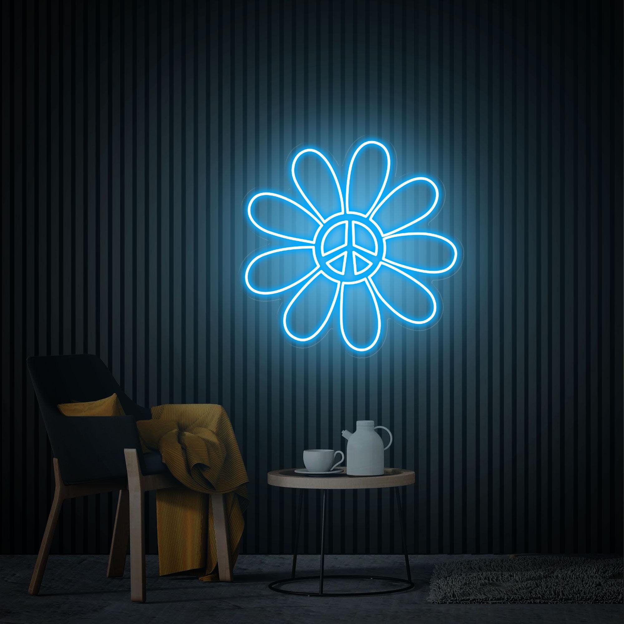 Peace Symbol Neon Sign, Peace Flower Neon Light, Custom Neon Sign, Home Bedroom Neon Wall Art Gift, Office Decor Christmas Gifts Led Light