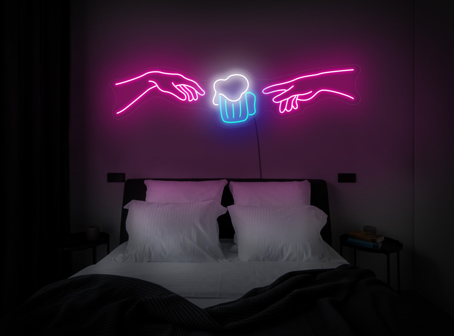 Hands Of God Neon Sign, Beer Mug Neon Sign, Beer Neon Light, Beer Light Up Sign, Bar Neon Light Sign, Alcohol Neon Sign