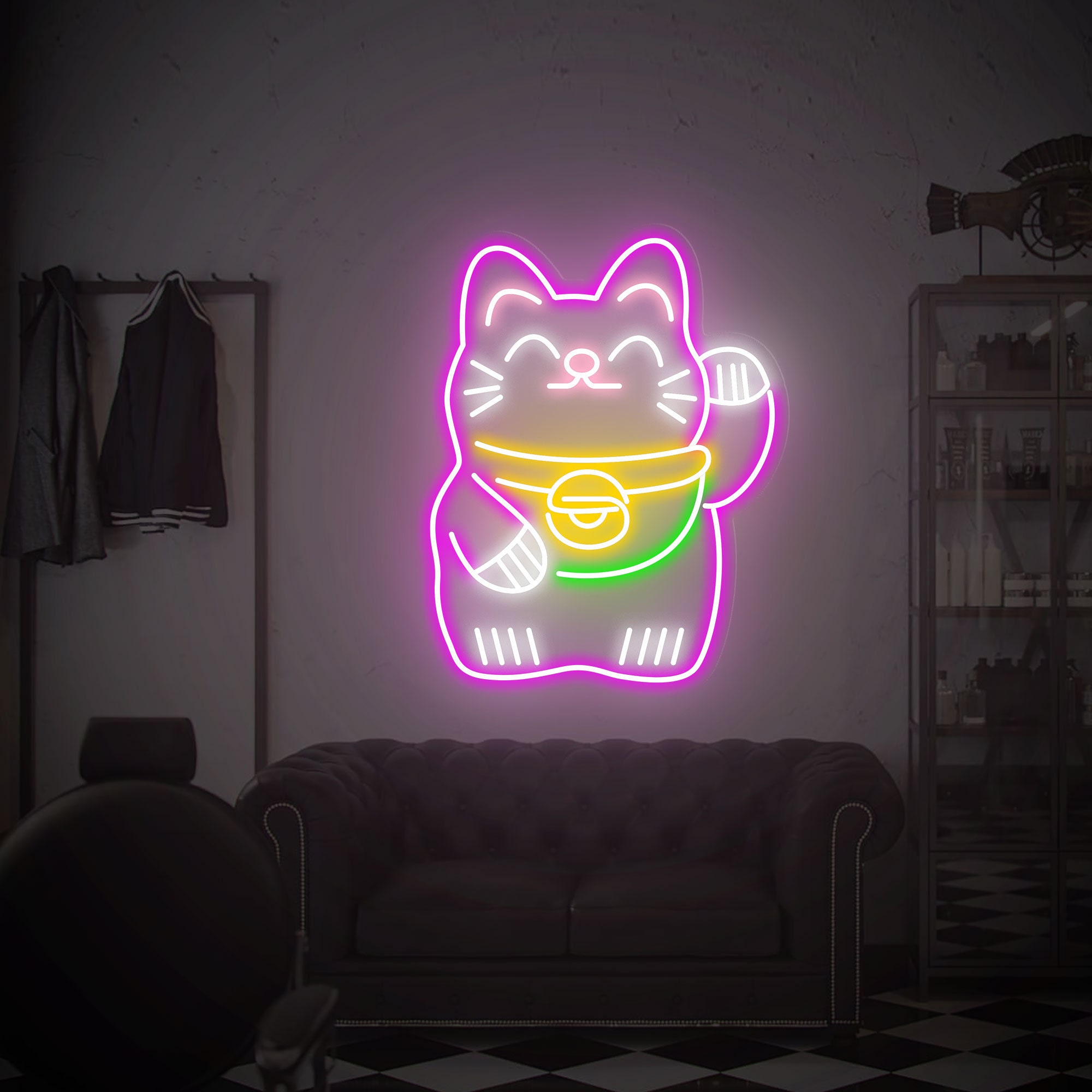 Lucky Cat Neon Sign, Lucky Cat Kitty, Maneki Neko Neon Sign, Anime Neon Sign, Custom Neon Sign, Neon Sign for Business