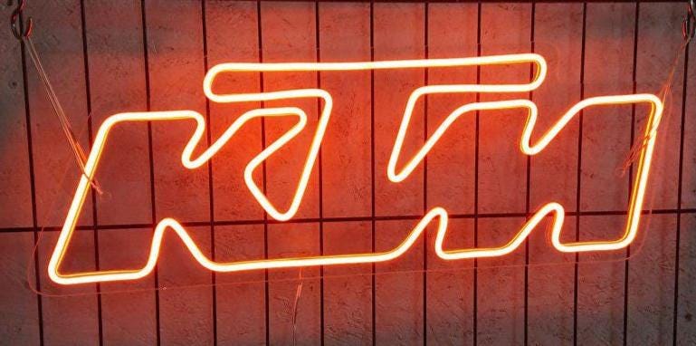 Ktm Neon Sign, Ktm Motorcycle Logo, Ktm Logo Lighted, Motorcycle Garage Sign Neon, Ktm Led Sign, Garage Sign For Men, Man Cave Decor For Him
