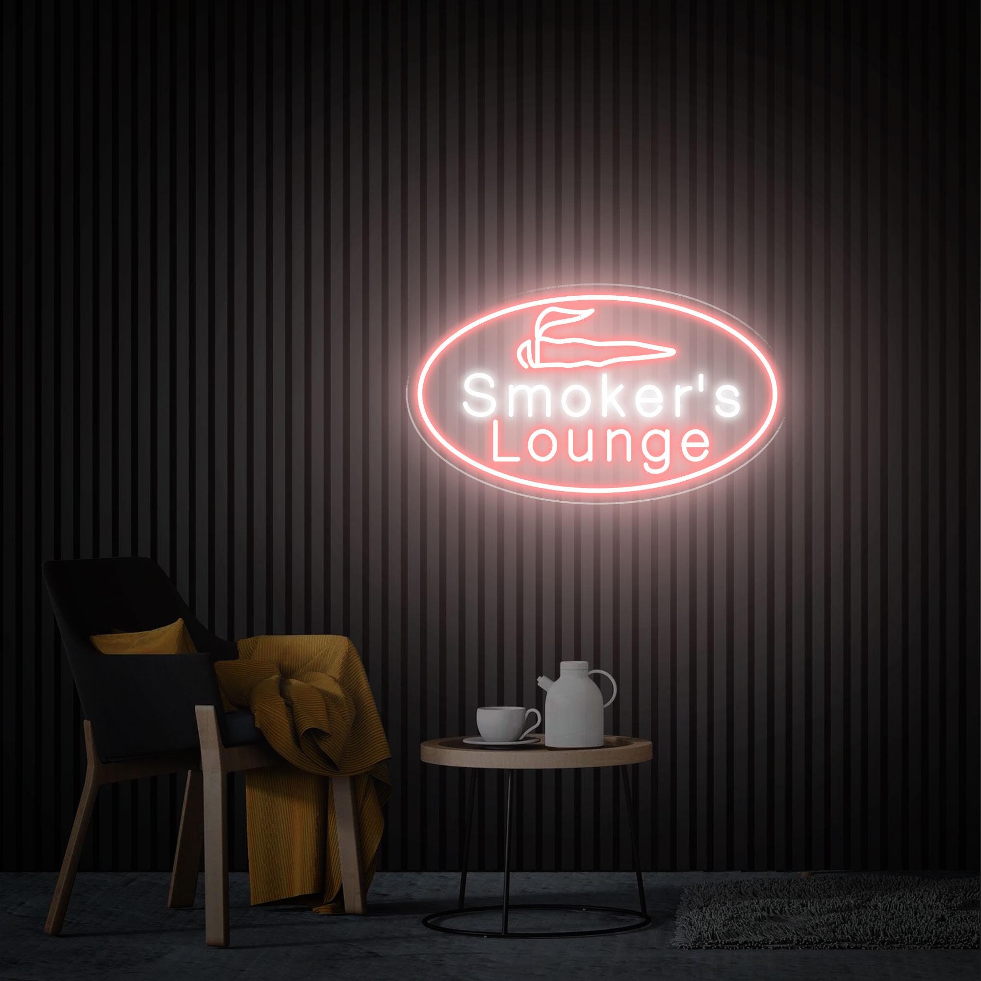Smoker's Lounge Neon Sign, Smoking Bar Neon Wall Decor, Man Cave Cigars Wall Art, Gift For Him, Lounge Decor Lights, Smoker Gift