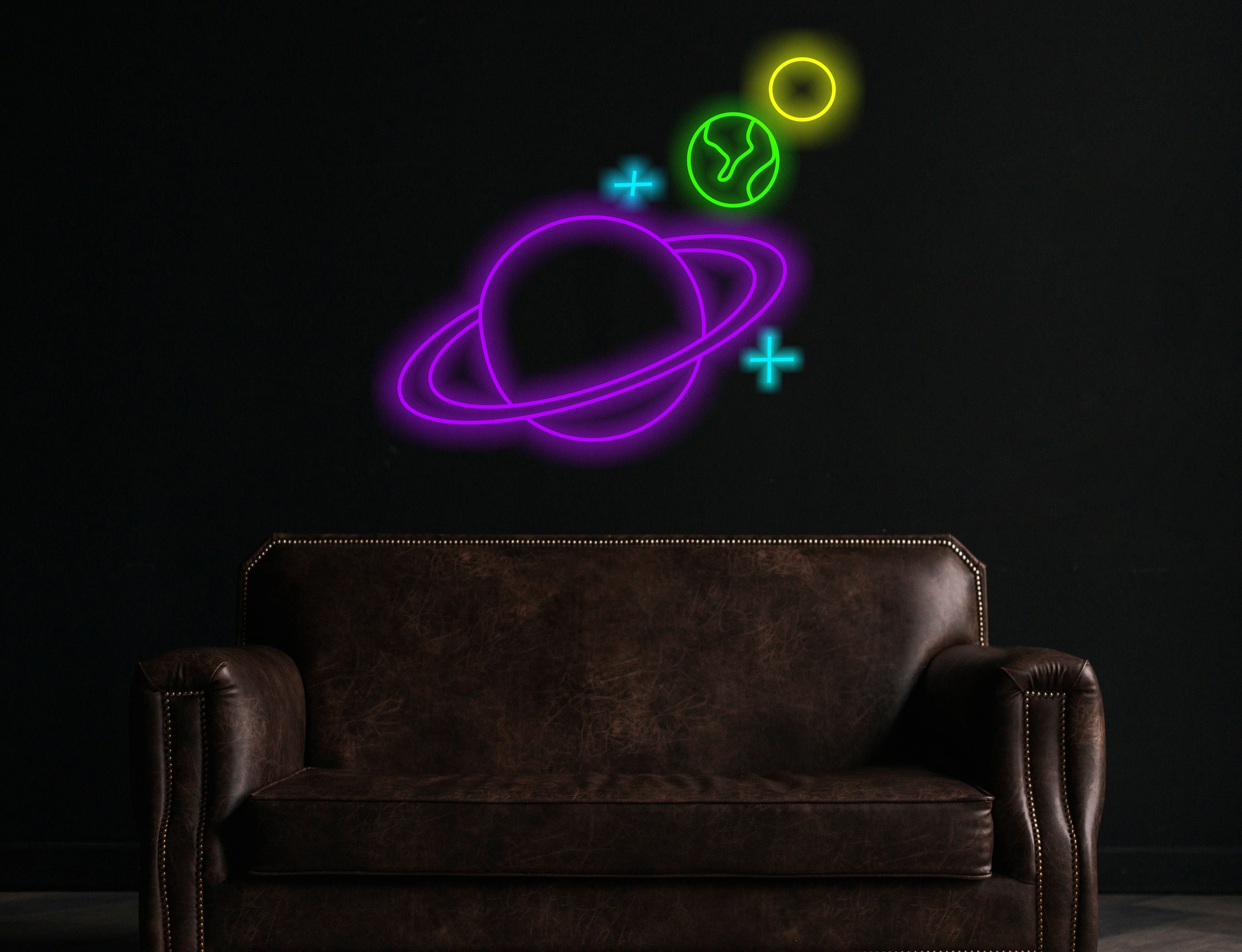 Planet Led Neon Sign, Saturn Planet Neon Sign, Planet Galaxy Neon Signs, Space Led Neon Sign, Custom Saturn Led Decor