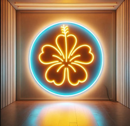 Hibiscus Neon Sign, Floral Neon Light, Tropical Flower Neon Sign, Custom Hibiscus Neon Light, Hibiscus Flower LED Neon