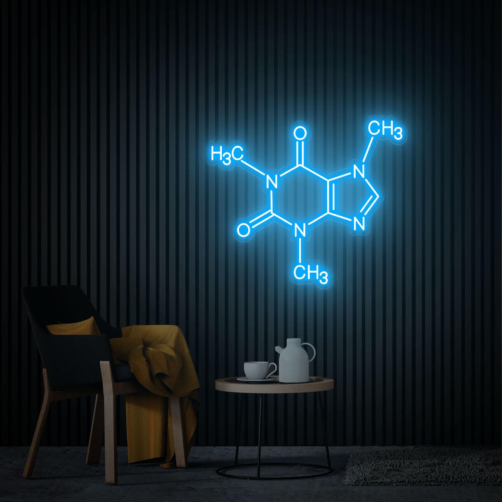 Caffeine Molecule Neon Sign, Caffeine Wall Art, Caffeine Wall Decor, Molecule Neon Light Custom Logo Sign, Coffee Neon Sign Home Cafe Decor