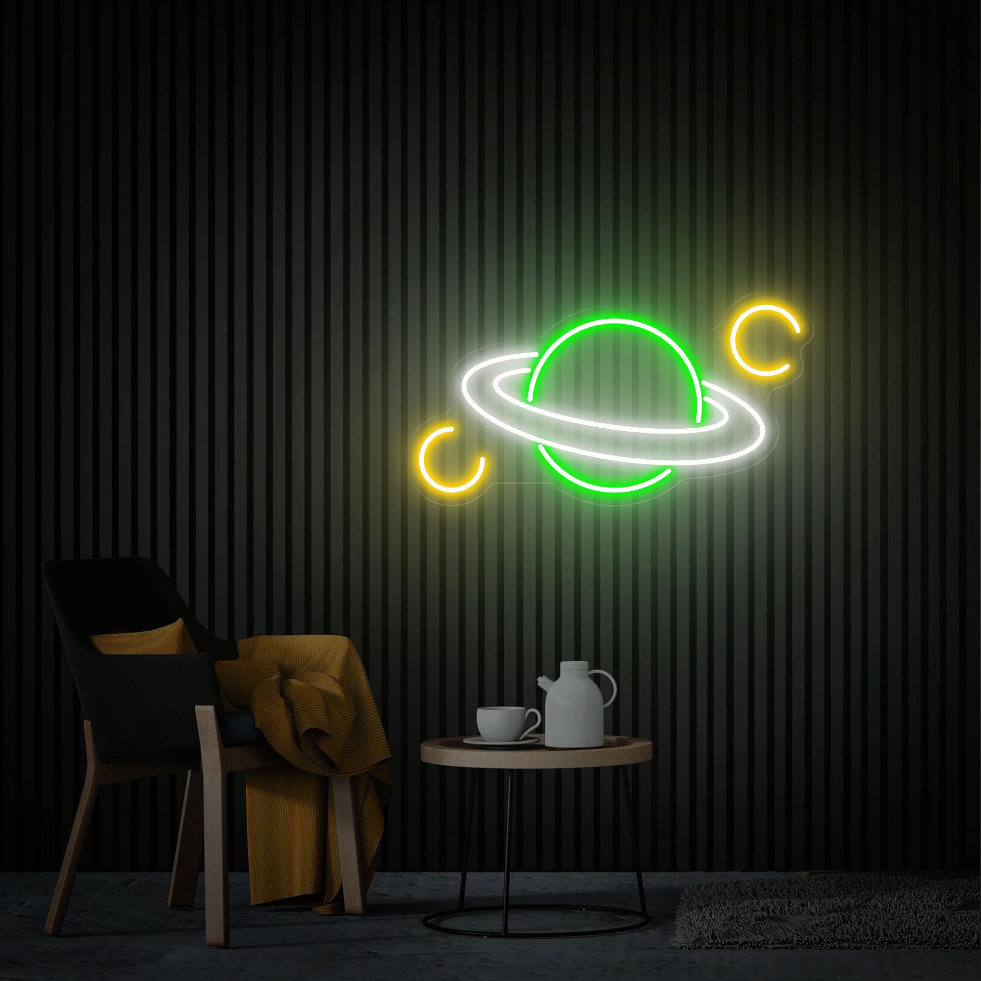 Planet Saturn Neon Sign Custom Planet Neon Sign Neon Wall Art Bedroom Decor Personalized Gift for Kids Custom Light Kids Room Office Decor