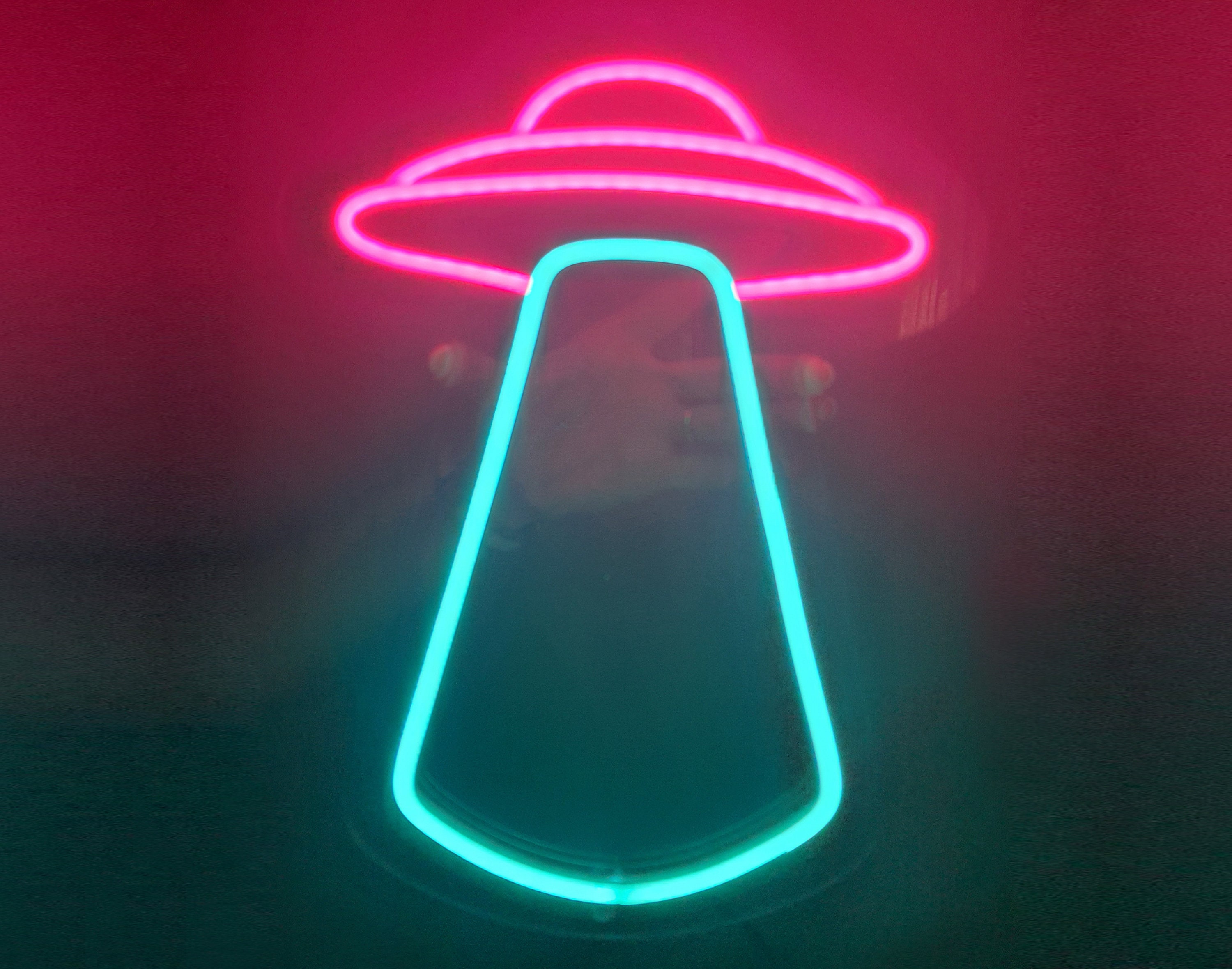 Ufo Neon Sign, Ufo Wall Art, Ufo Wall Decor, Neon Light Sign For Wall, Neon Sign Bedroom Decor