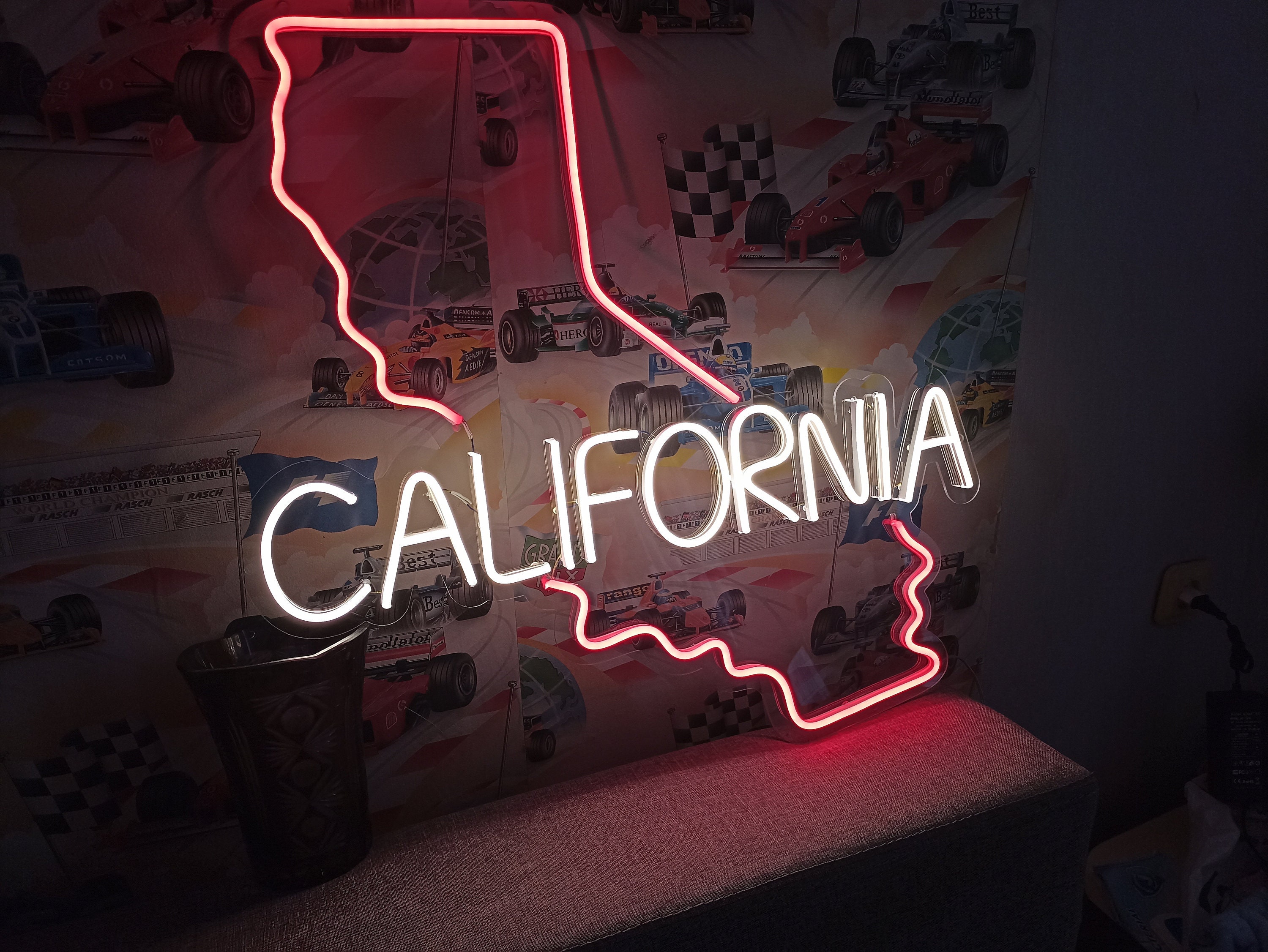 Neon Sign California State Map, Neon Map State Of California, California Map Neon, California Neon Sign, American Map State Neon Sign