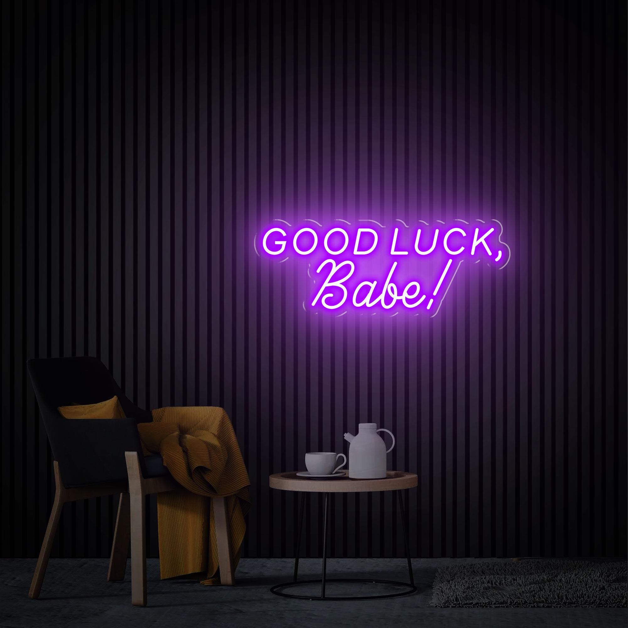 Good Luck Babe Neon Sign, Custom Text Led Neon Sign, Back to School Gift, Neon Wall Art, Gift for Her Home Bedroom Decor, Lesbian Pride