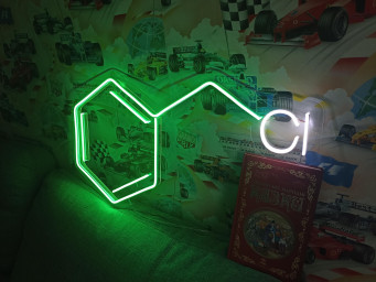 Molecule - Led Light Neon Sign Formula, Chlorine Molecule Neon Sign, Formula Chlorine Neon Sign
