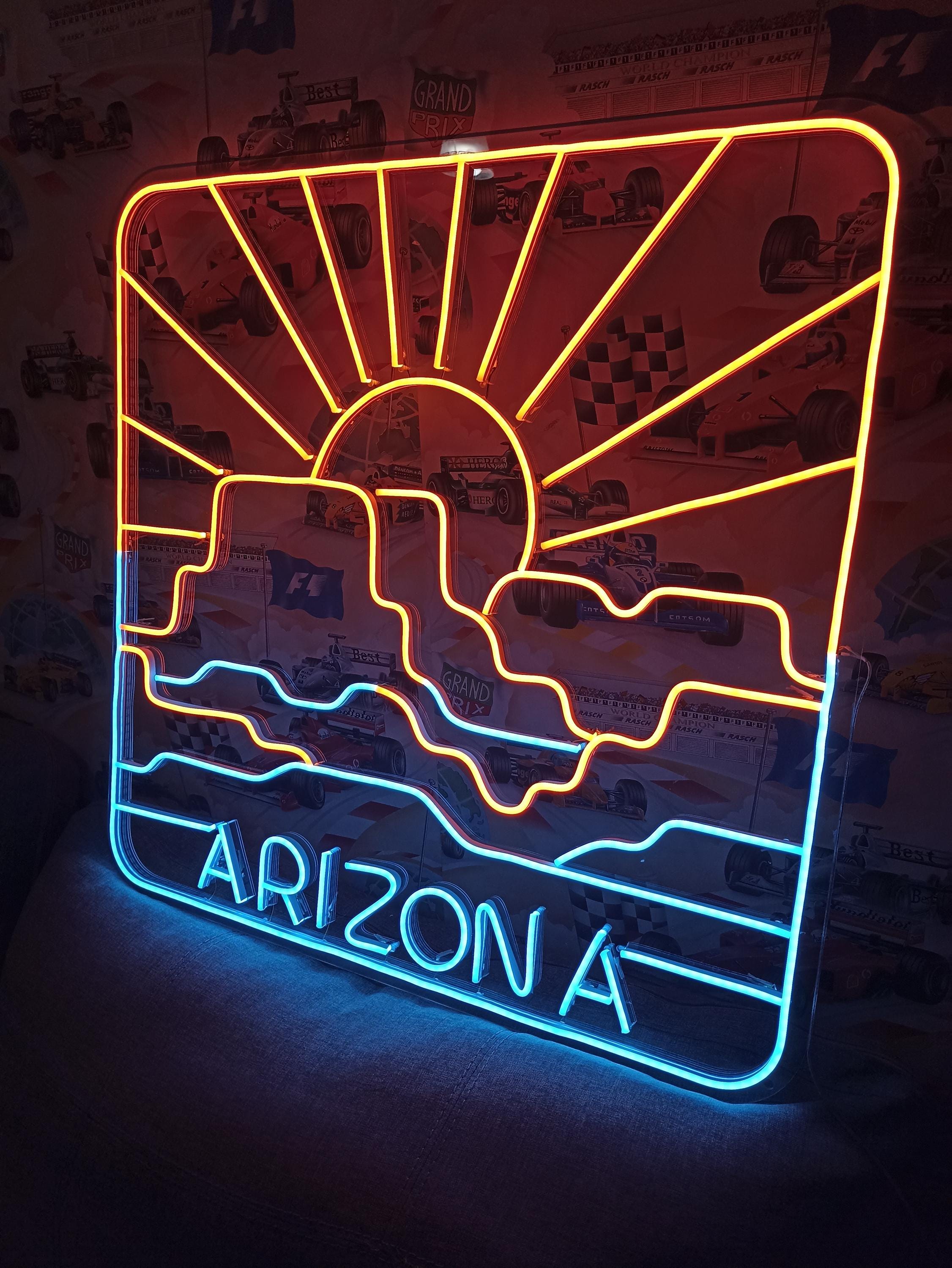 Neon Sign Arizona State Map, Neon Map State Of Arizona, Arizona Map Neon, Arizona Neon Sign, American Map State Neon Sign