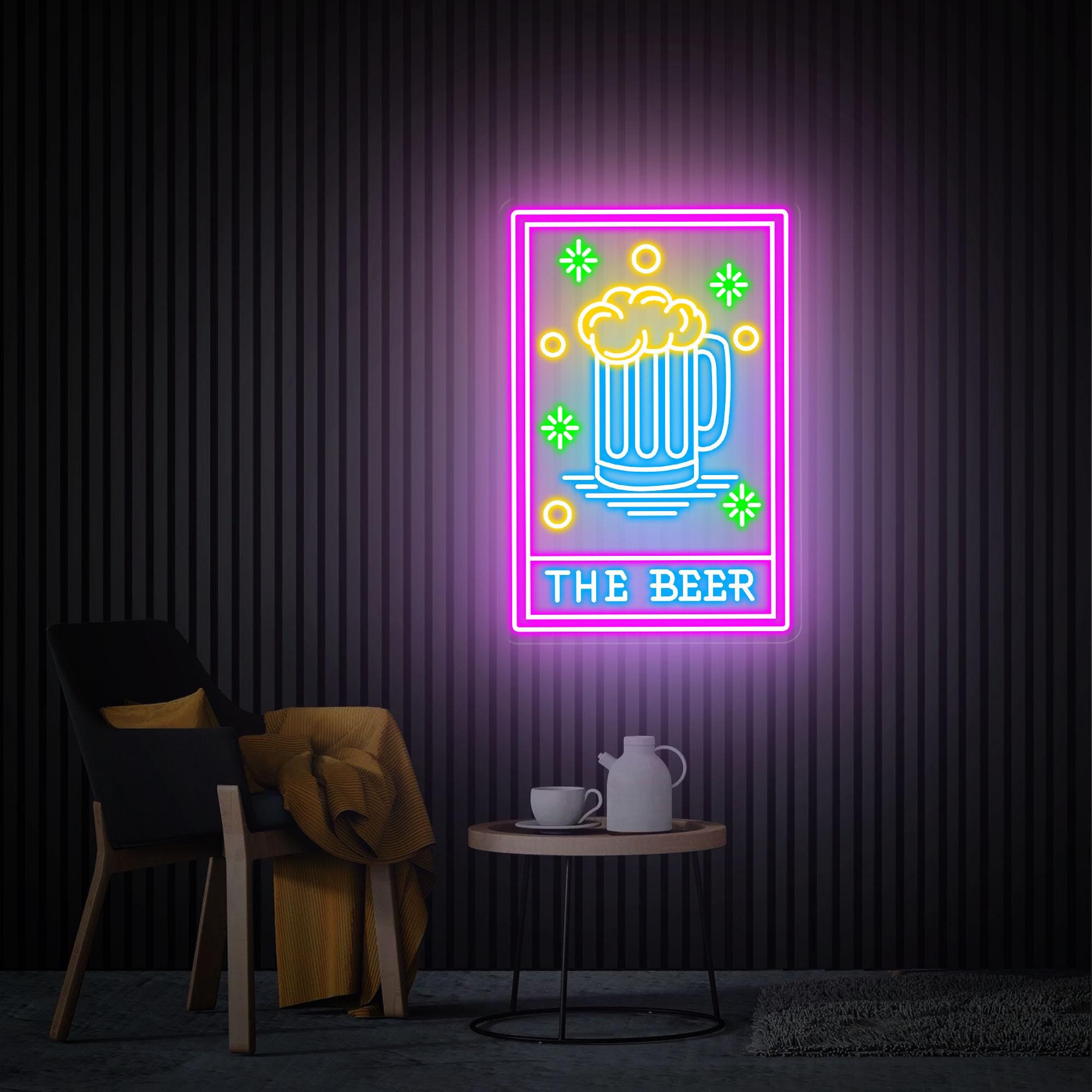 The Beer Neon Sign, Beer Pub Decor, Custom Neon Sign, Cocktails Bar Wall Decor Art, C Home Bar Decor, Bar Pub Wall Art, Beer Club Led Light