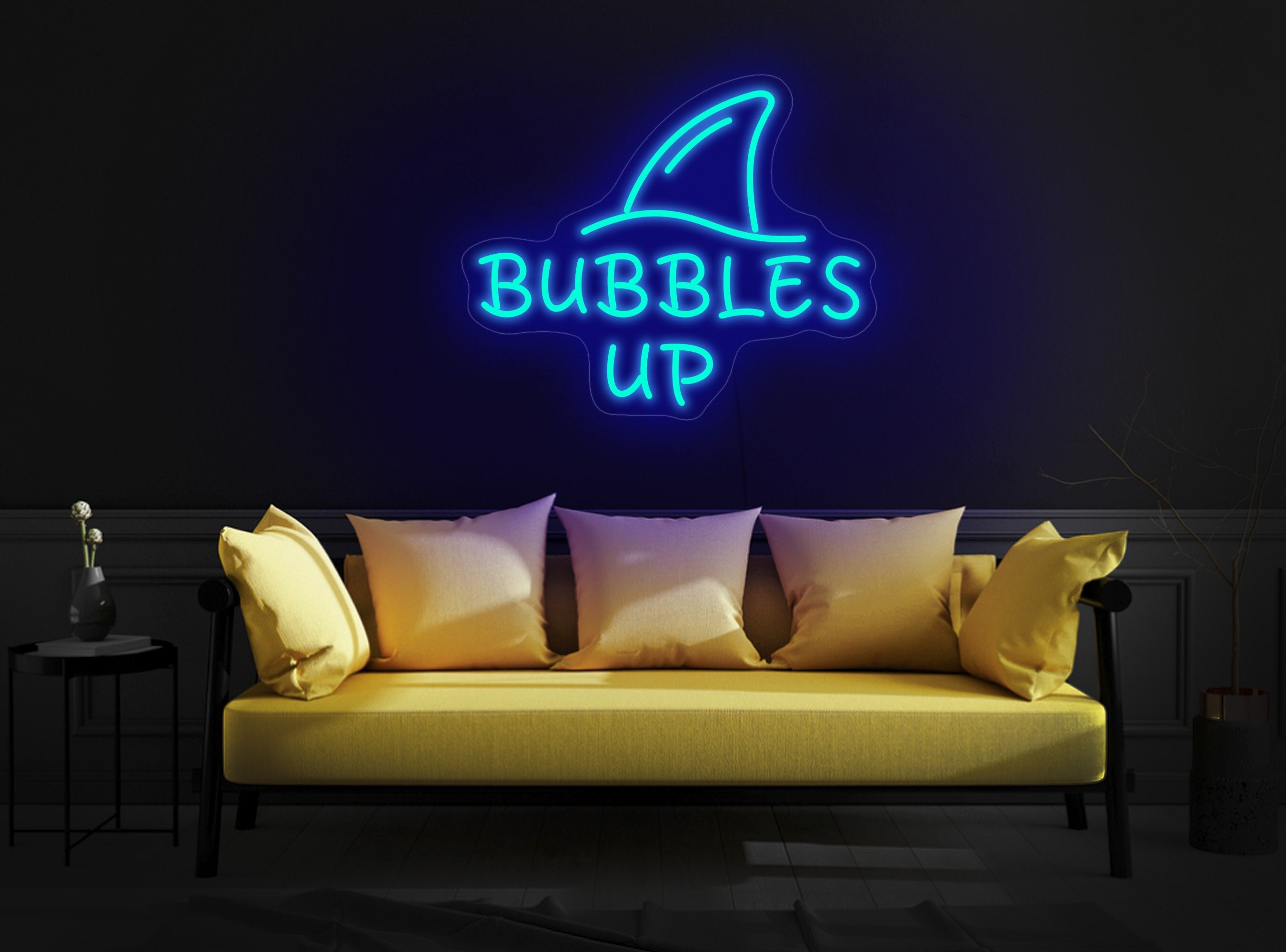 Bubbles Up Neon Sign, Shark Fin Led Sign, Shark Neon Light, Fins Up Sign, Margaritaville Neon Sign, Bubbles Up Decor, Margaritaville Decor