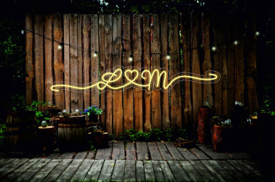 Custom Wedding Initials With Heart, Marriage Ceremony Backdrop - Light Up Neon Sign