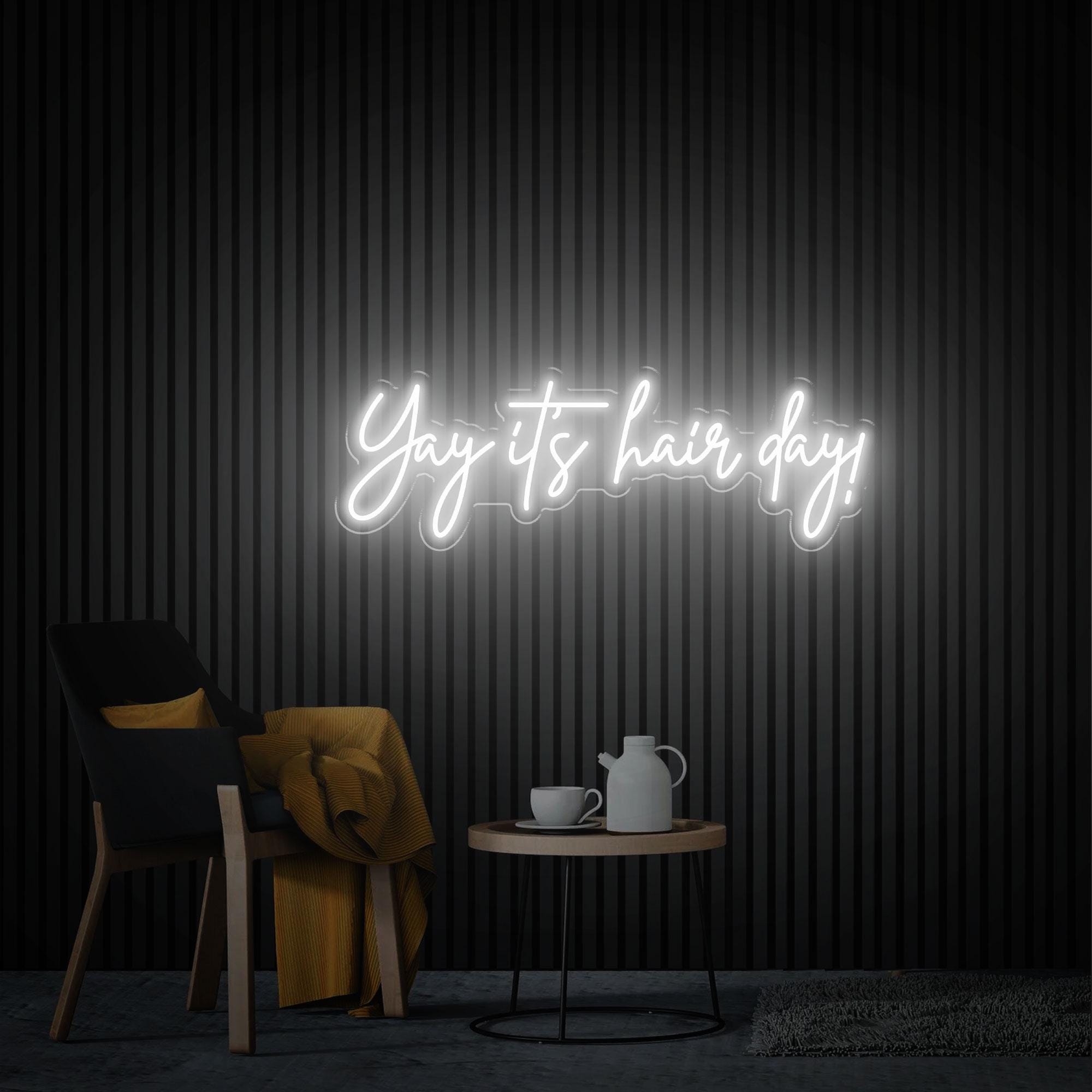 Yay It's Hair Day Neon Sign, Hair Salon Neon Art, Beauty Salon Decor, Barber Shop Wall Decor, Custom Neon Sign, Hair Studio Light Sign