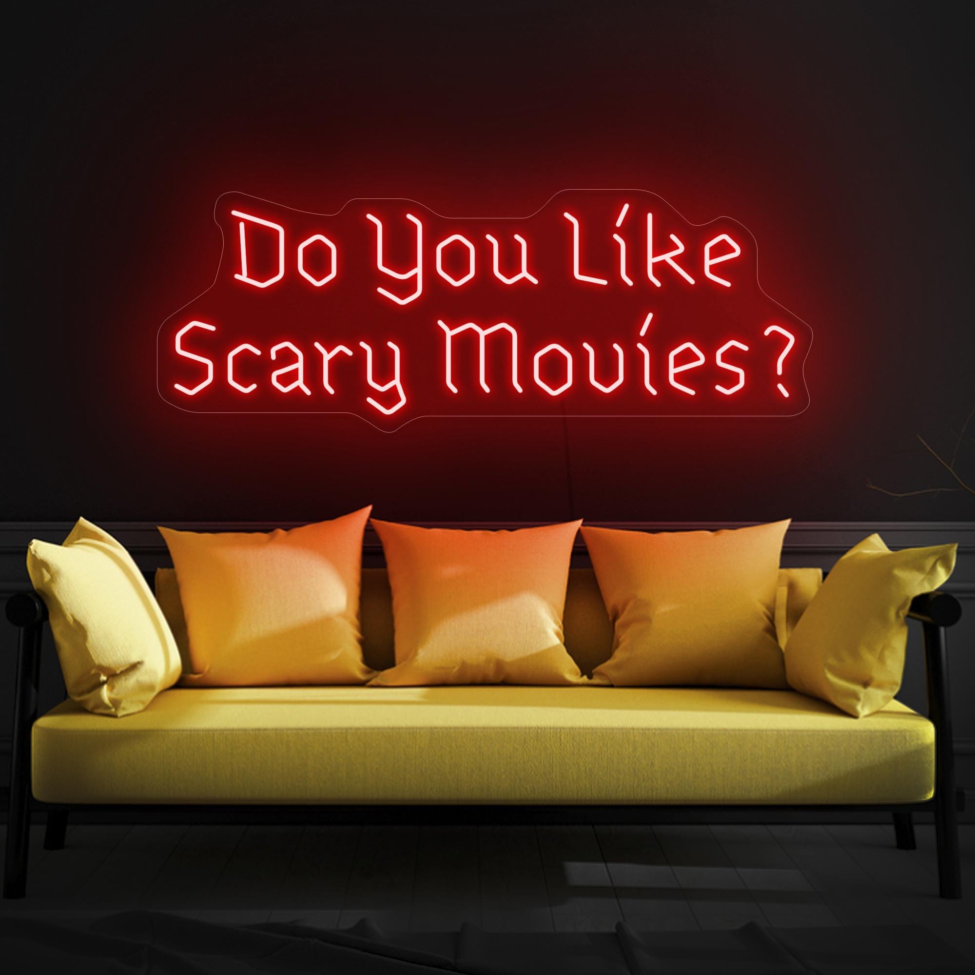 Do You Like Scary Movies Neon Sign, Scary Movies Led Sign, Home Theater Neon Sign, Horror Movies Gift, Gothic Neon Sign, Scary Movies Decor