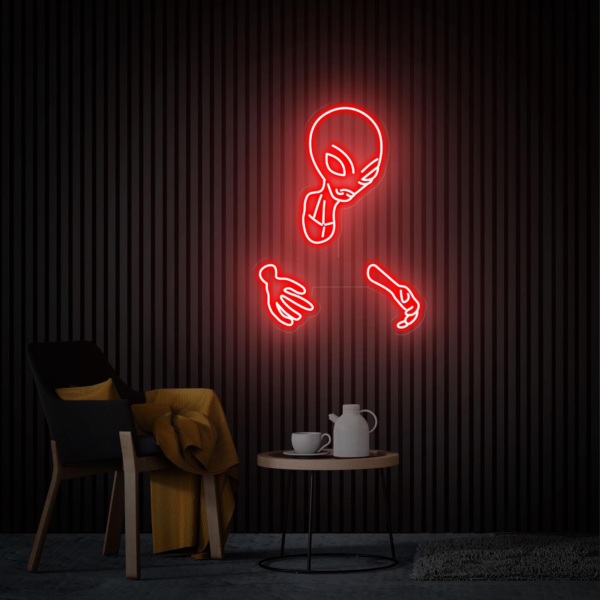 Alien Invasion Neon Sign, Funny Alien Led Sign, Custom Neon Sign, Alien Cartoon Wall Art, Shop Bar Pub Man Cave Hip Hop Party Wall Decor