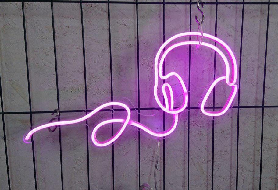 Headphone Neon Sign, Headphones Sign, Headphone Led Sign, Music Neon Sign, Music Room Neon Sign, Headphone Wall Art, Headphone Wall Decor
