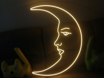 Moon Neon Sign, Moon Neon Light Sign, Moon Neon Light, Neon Wall Art, Handmade Neon Sign, Room Decor Neon Sign