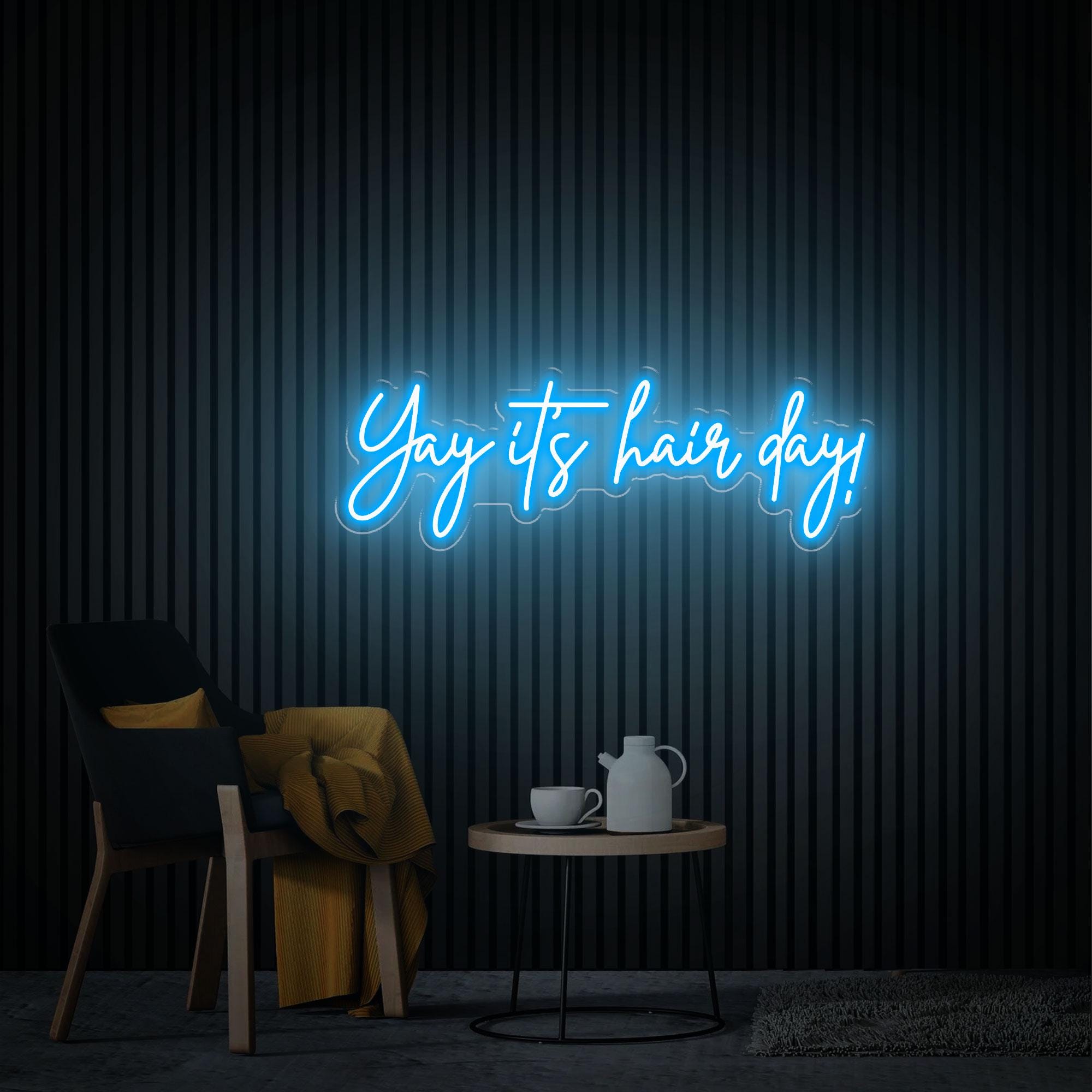 Yay It's Hair Day Neon Sign, Hair Salon Neon Art, Beauty Salon Decor, Barber Shop Wall Decor, Custom Neon Sign, Hair Studio Light Sign