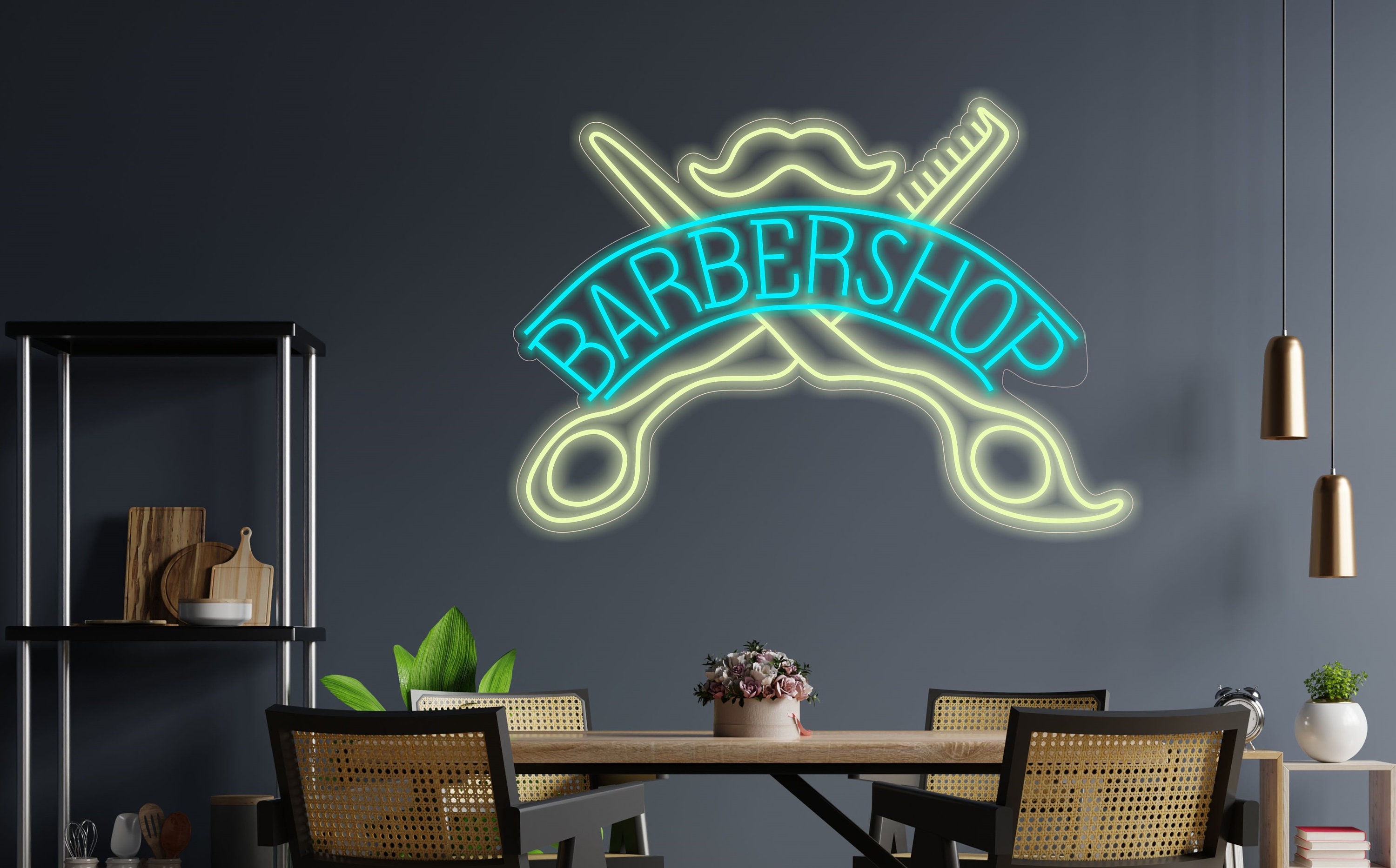 Barbershop Neon Sign, Custom Neon Sign For Barbershop, Barbershop Open Sign, Neon Haircut Sign, Neon Sign For Men's Grooming, Wall Decor