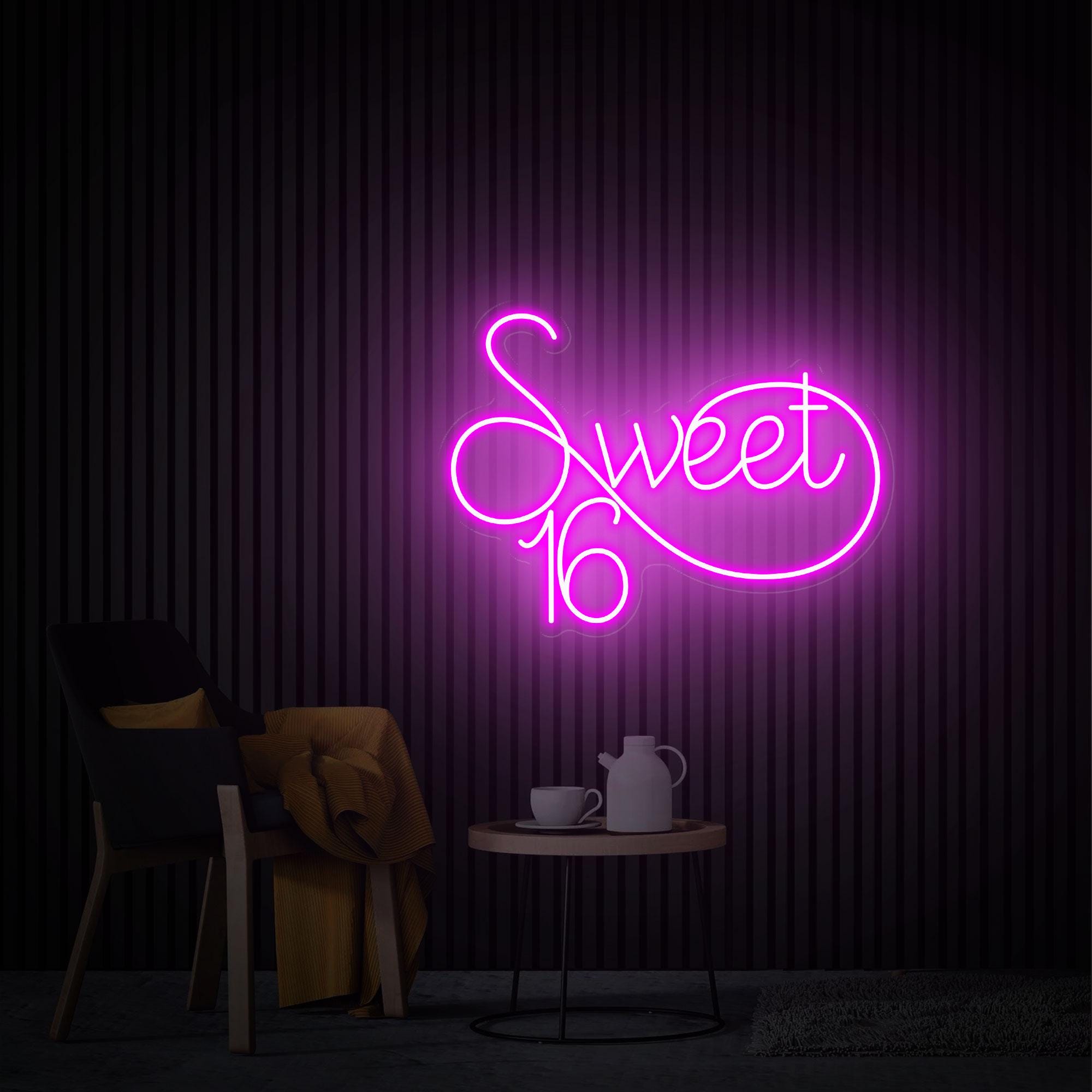Sweet 16 Neon Sign, Custom Your 16th Birthday Led Neon Sign, Birthday Party Decor Best Friend Birthday Gifts for Her Sweet Sixteen Party Art