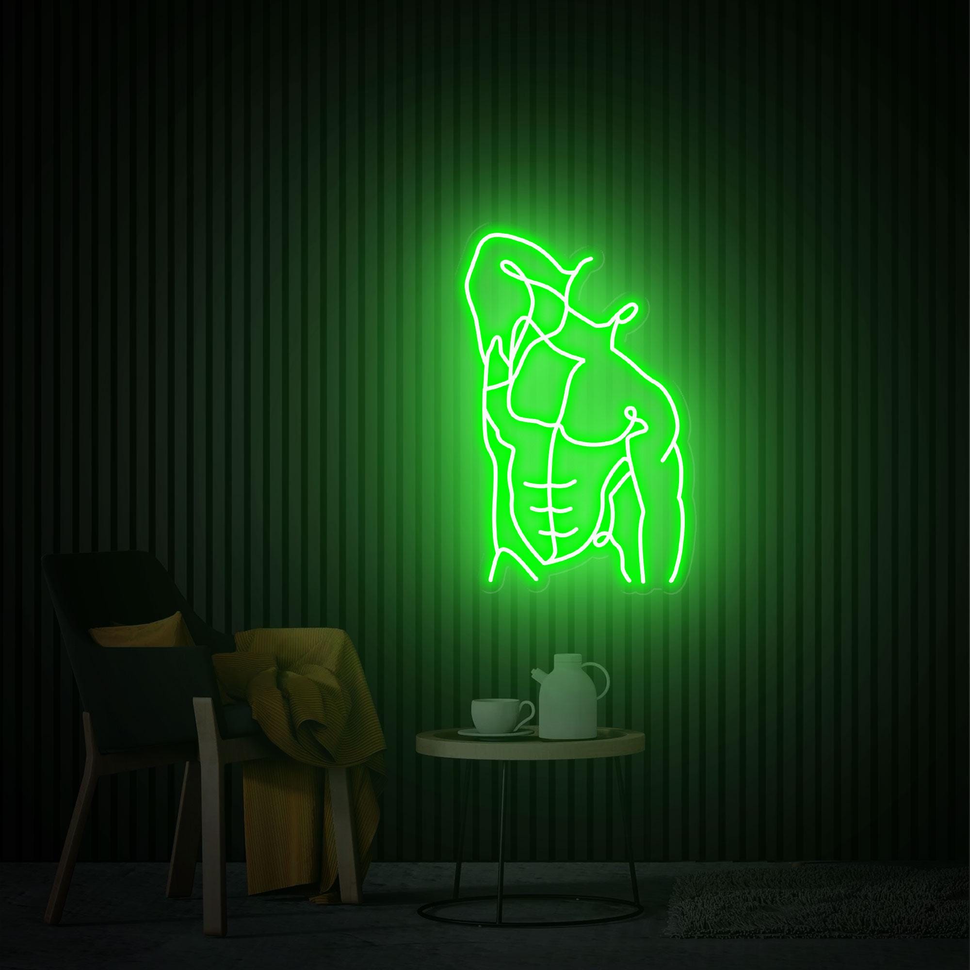 Man Neon Sign, Man Art, Male Body Art, Custom Neon Sign, Bedroom Wall Decor, Masculine Man Wall Art, Man Body Wall Art, Gay Love Art Gift