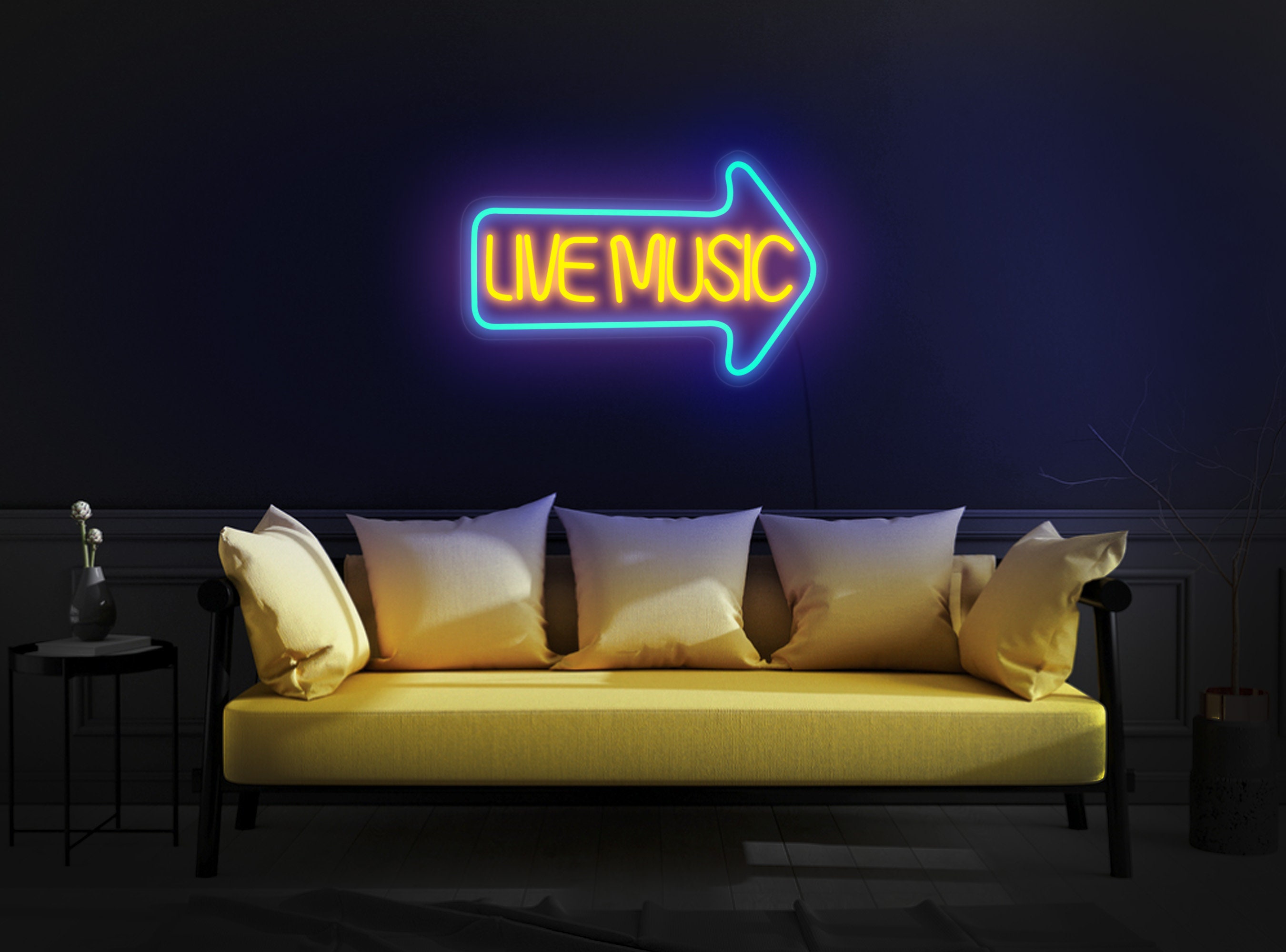 Live Music Neon Sign, Live Music Led Sign, Music Neon Sign, Music Room Sign, Karaoke Neon Sign, Music Room Art Decor, Live Music Art Decor