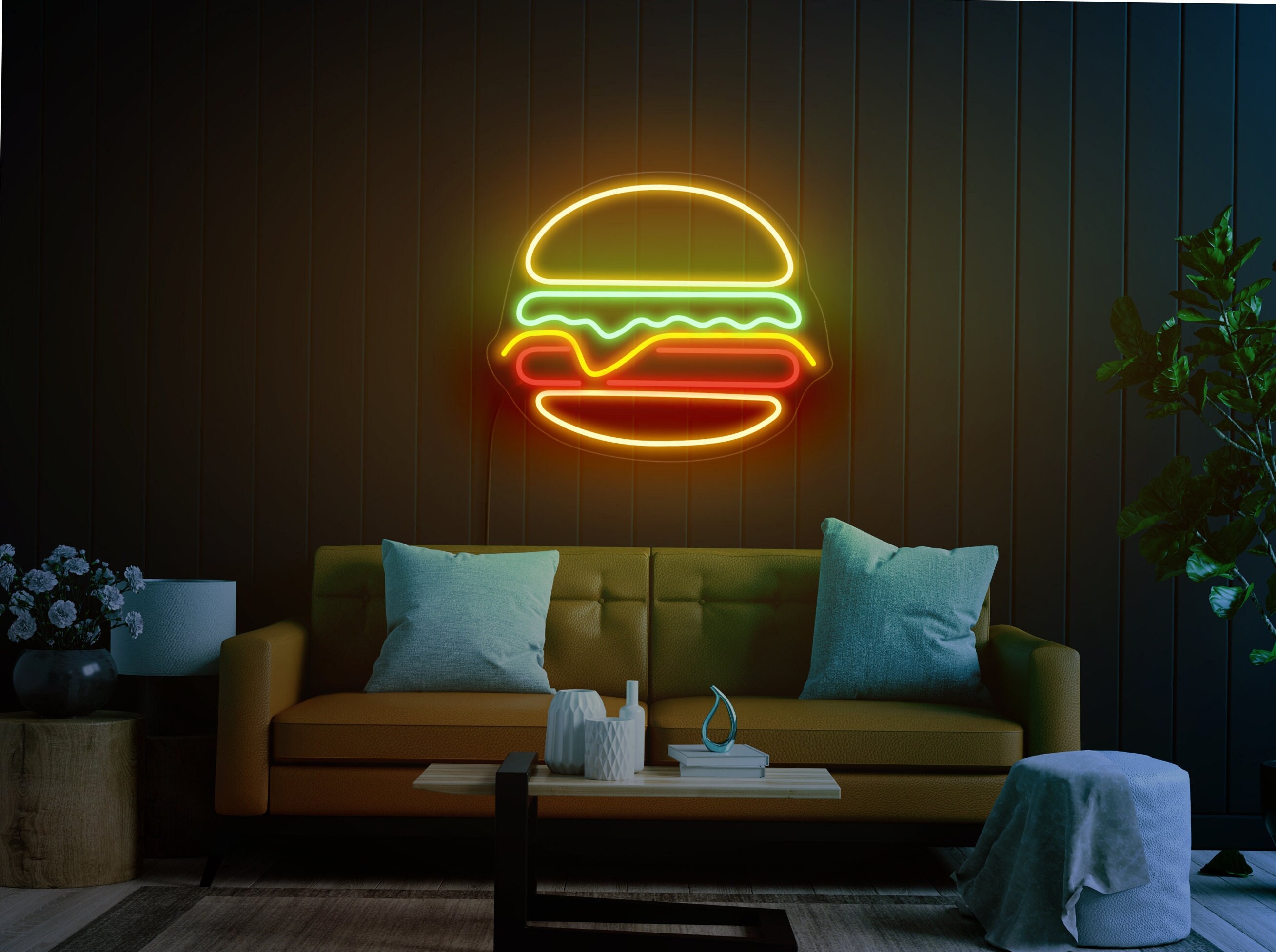 Burger Neon Sign, Hamburger Neon Sign, Burger Led Sign, Fast Food Neon Sign, Neon Sign Kitchen, Restaurant Neon Sign, Burger Wall Art Decor