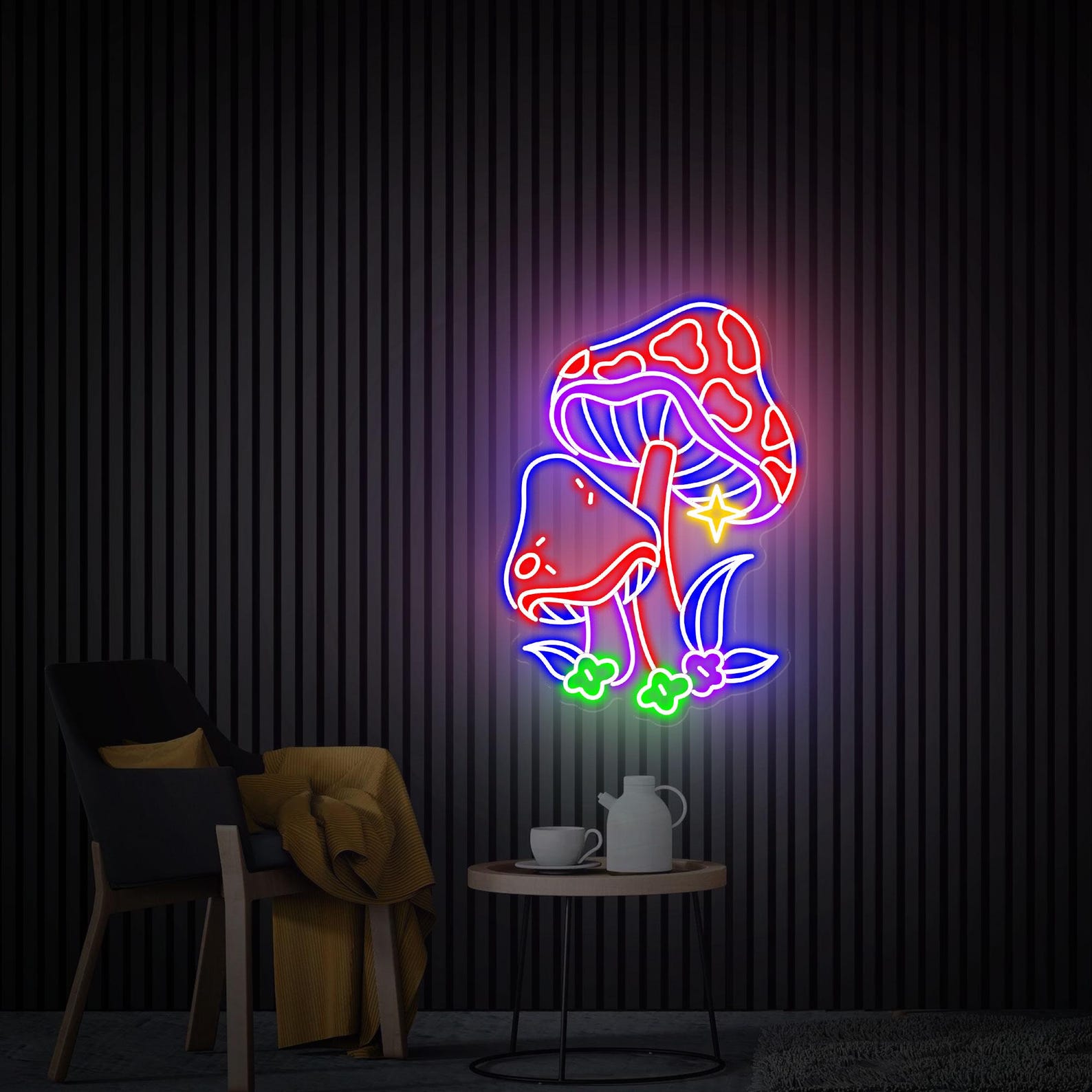 Mushroom Neon Sign, Colorful Mushroom Led Light Sign, Neon Wall Art, Bedroom Neon Sign, Aesthetic Cool Bar Wall Hangings Funny Party Decor