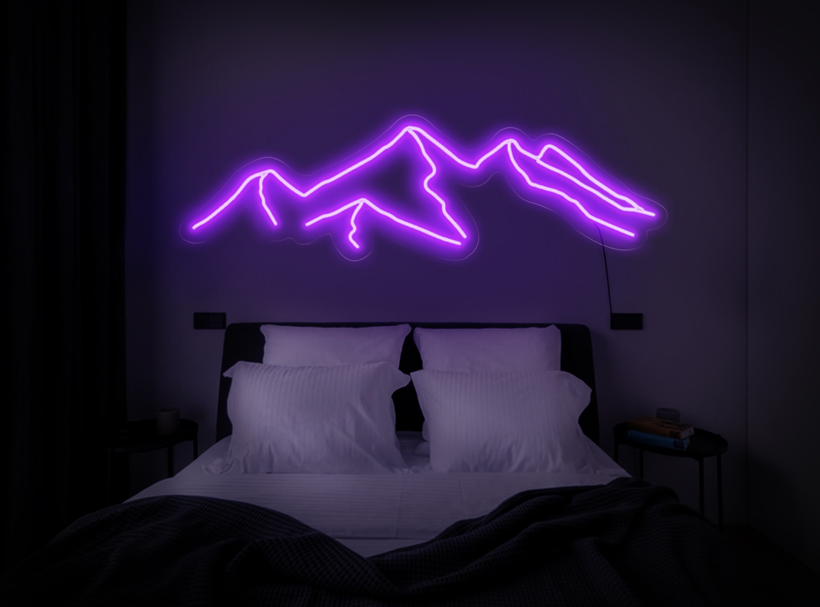 Mountain Neon Sign, Mountain Led Sign, Mountain Wall Art Neon, Neon Sign Bedroom, Neon Light Sign For Wall Decor