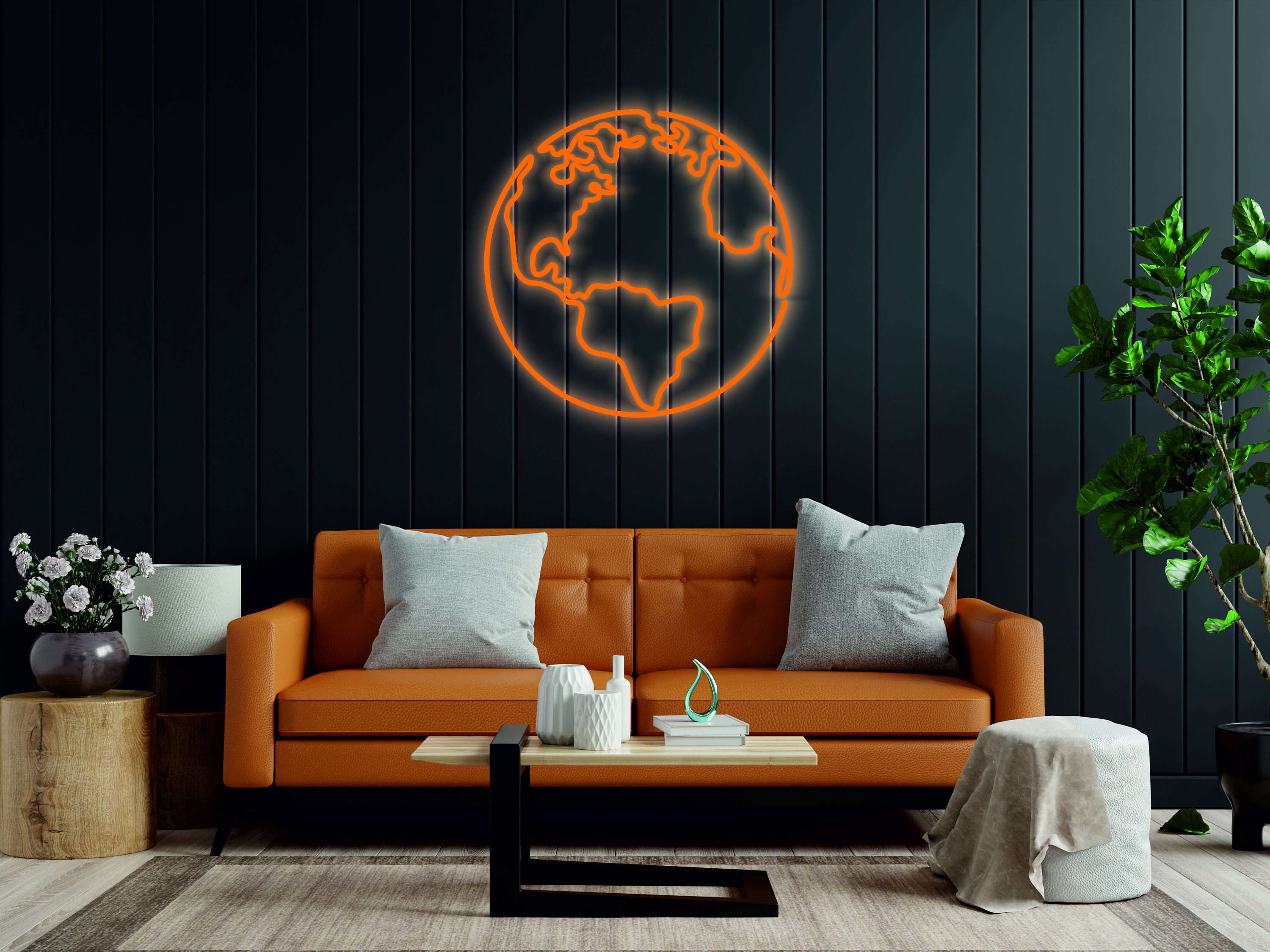 Planet Earth Neon Sign, Galaxy/Space Neon Signs Decor