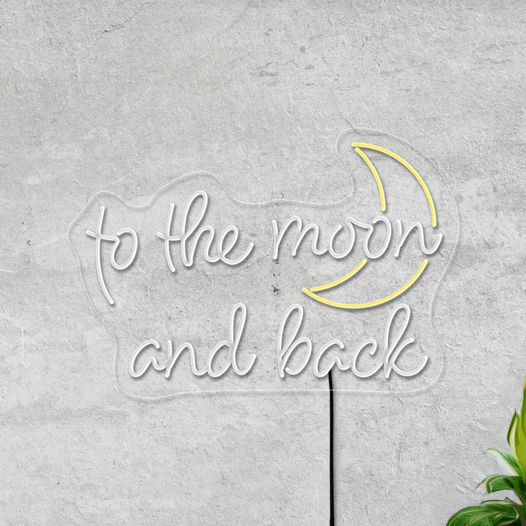 To The Moon And Back Neon Sign, Moon Neon Sign, Wedding Neon Sign Decor, Neon Sign Bedroom, Half Moon Neon Sign Decor, Moon Light Art Decor