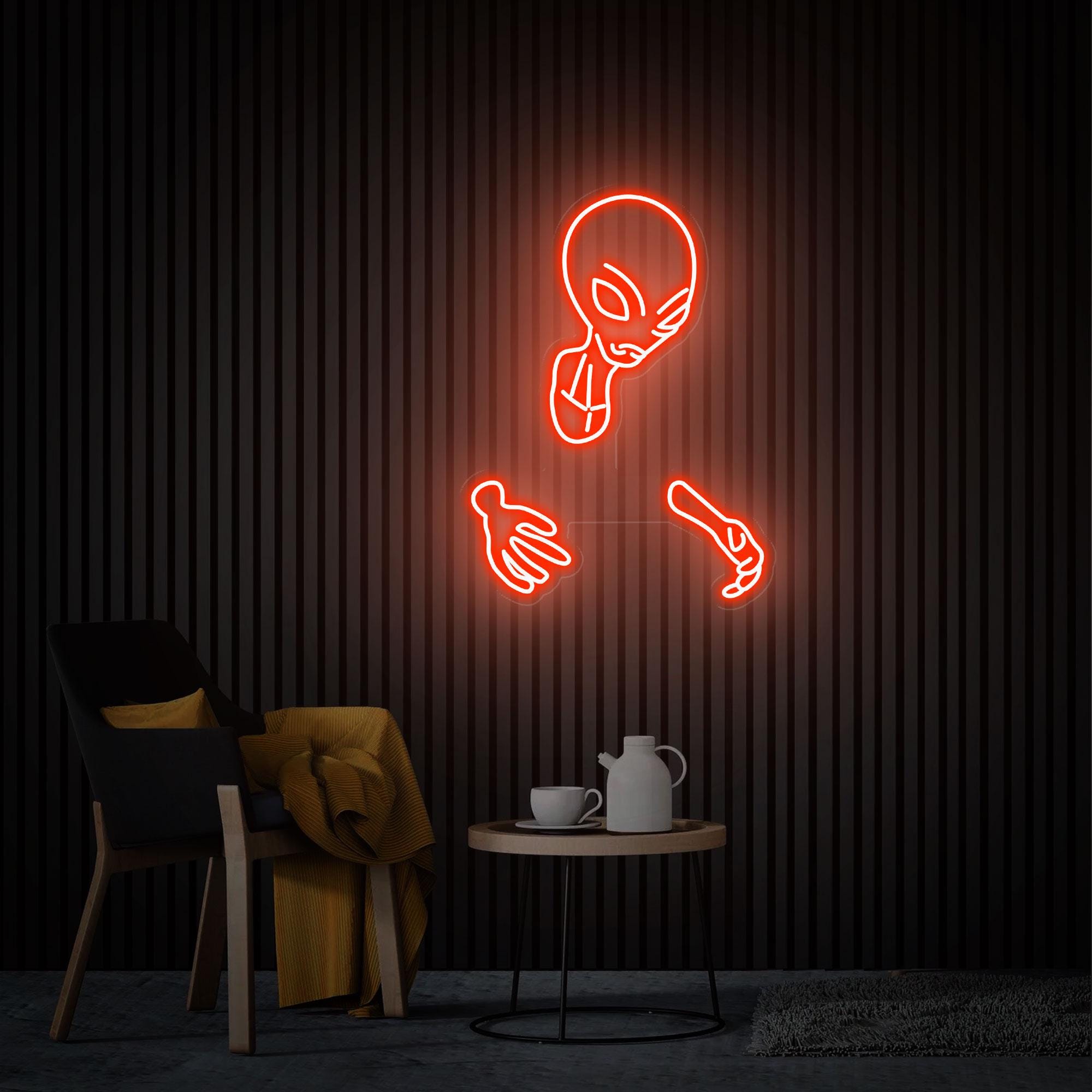 Alien Invasion Neon Sign, Funny Alien Led Sign, Custom Neon Sign, Alien Cartoon Wall Art, Shop Bar Pub Man Cave Hip Hop Party Wall Decor