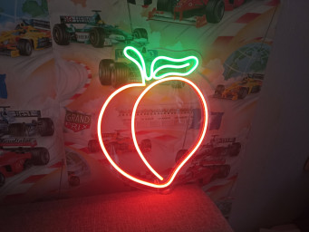 Neon Peach Sign, Peach Neon Light, Peach-Shaped Neon Sign, Fruit Neon Sign, Peach Neon Display, Neon Peach Sculpture, Neon Fruit Sign