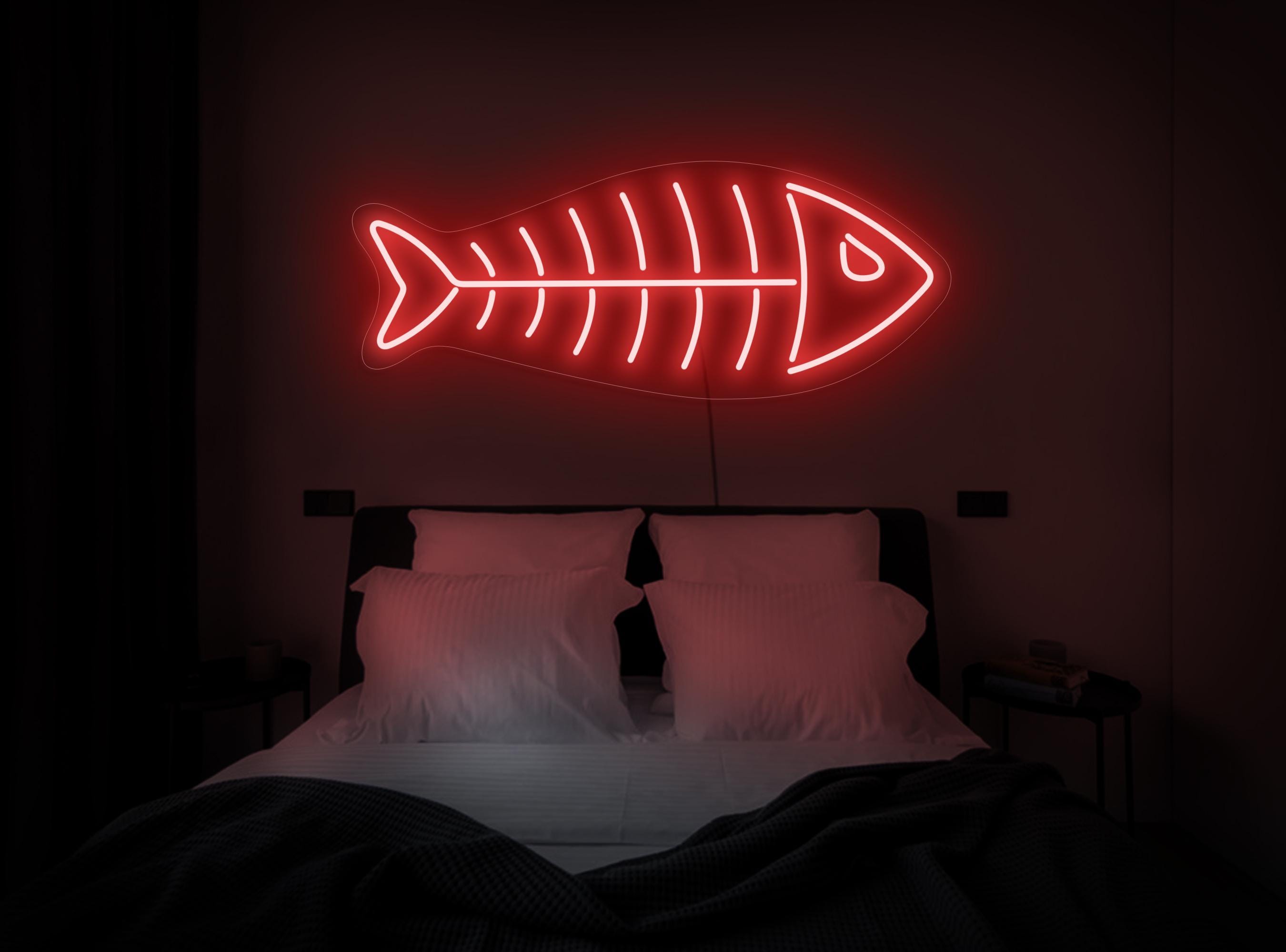 Fish Neon Sign, Fishbone Neon Sign, Skeleton Fish Neon Sign, Fish Led Sign, Fish Food Sign, Neon Sign Wall Decor, Fish Bone Wall Art Decor
