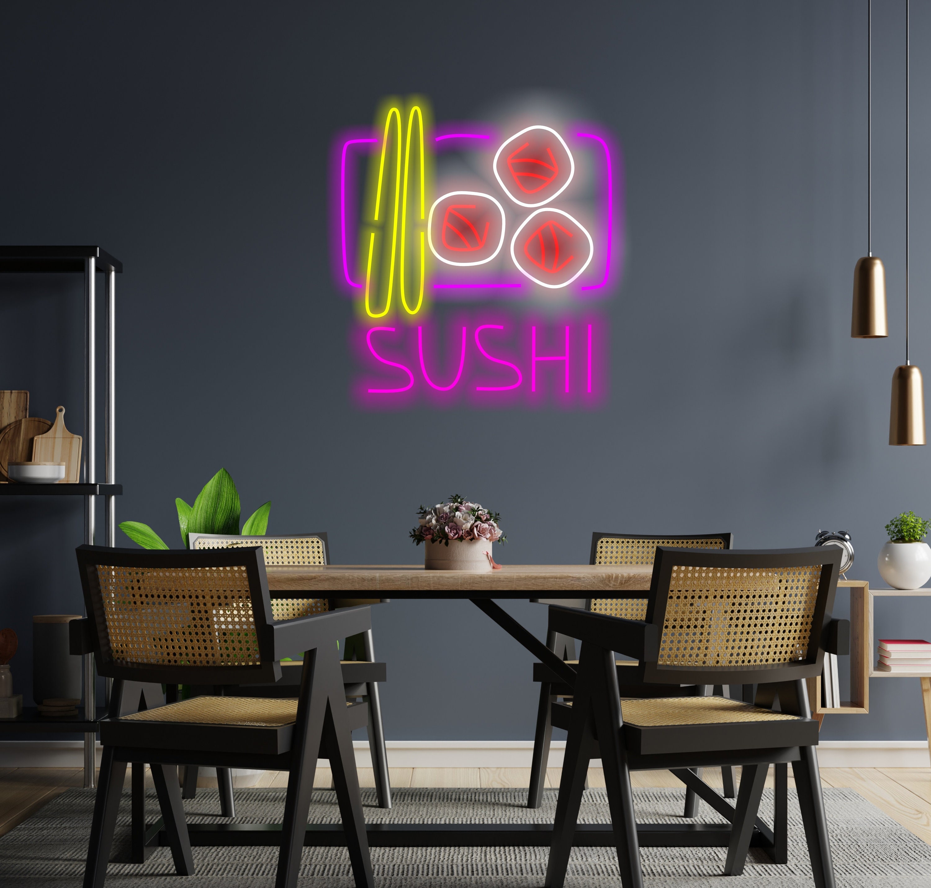 Sushi Neon Sign, Neon Sushi Bar Decor, Sushi Roll Neon Advertisement, Sushi Led Sign, Sushi Neon Art, Neon Sushi Roll Sign