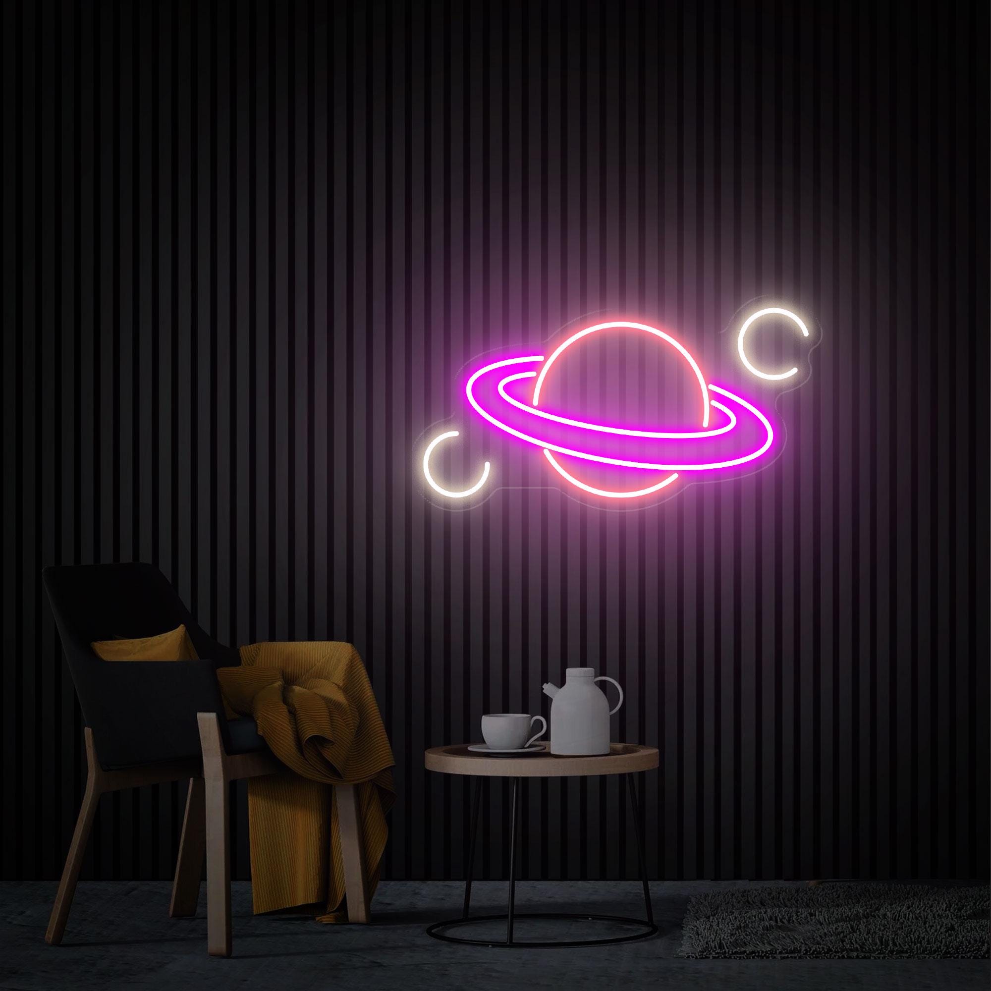 Planet Saturn Neon Sign Custom Planet Neon Sign Neon Wall Art Bedroom Decor Personalized Gift for Kids Custom Light Kids Room Office Decor