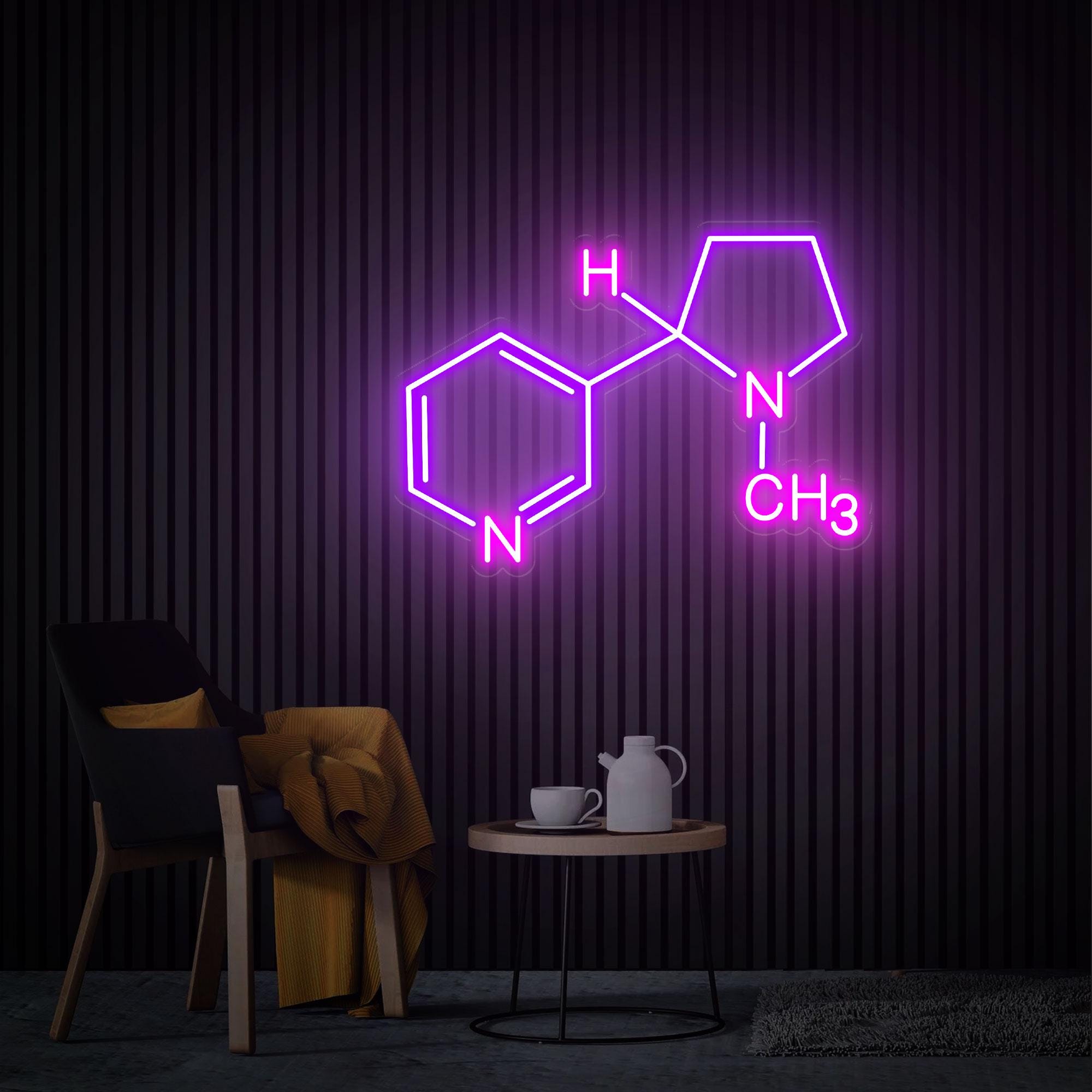 Nicotine Molecule Neon Sign, Nicotine Wall Art, Nicotine Wall Decor, Molecule Neon Light Custom Neon Sign Gifts for Husband Bedroom Decor