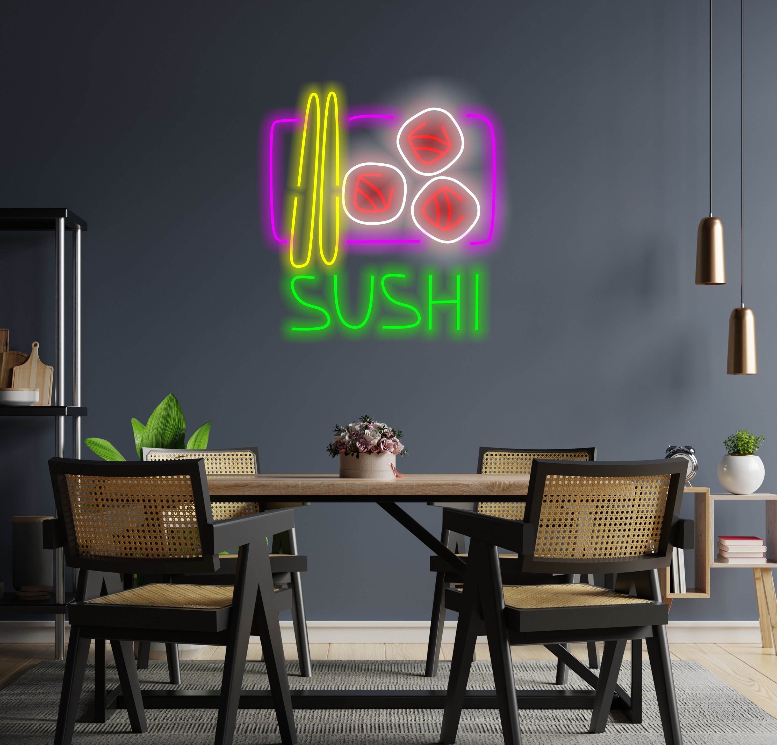 Sushi Neon Sign, Neon Sushi Bar Decor, Sushi Roll Neon Advertisement, Sushi Led Sign, Sushi Neon Art, Neon Sushi Roll Sign