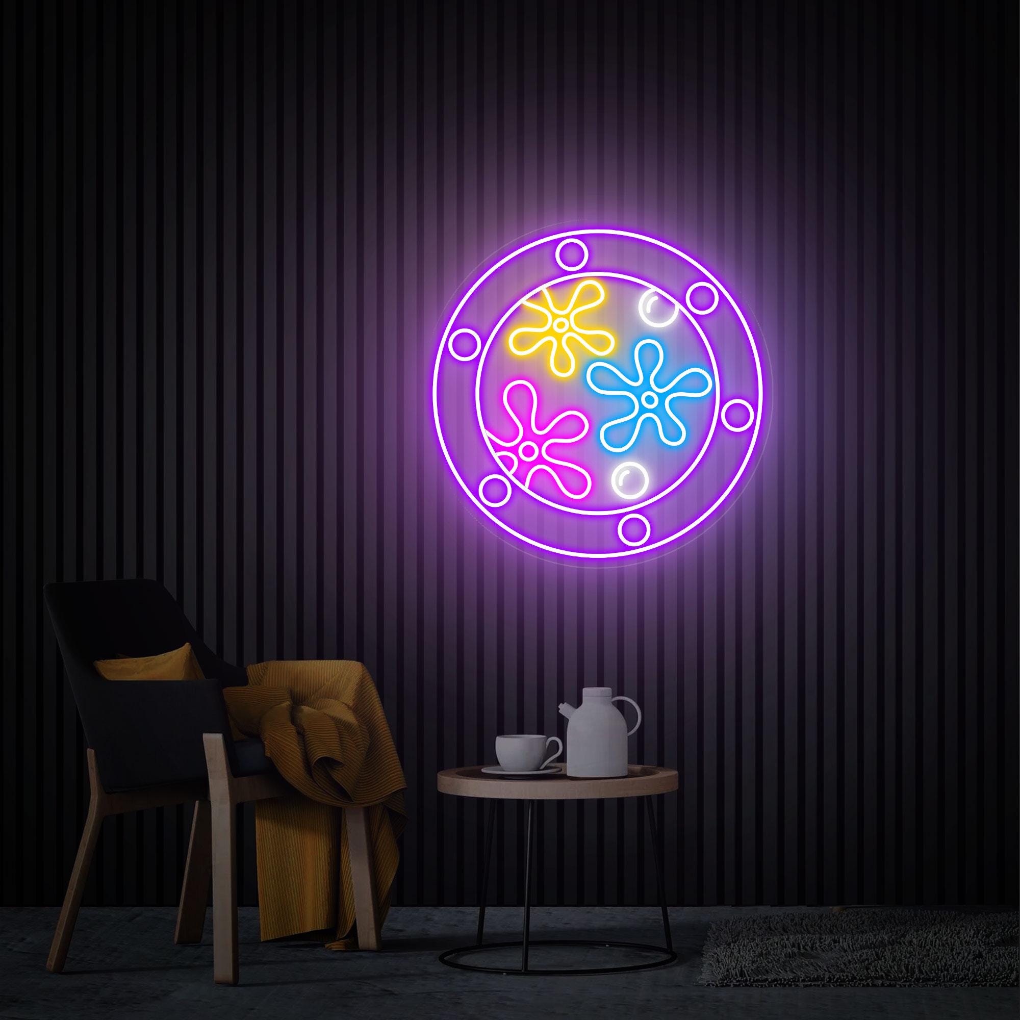 Ocean World Porthole Neon Sign LED Undersea Porthole Popping Flower Neon Wall Decor Custom Neon Sign Game Room Bedroom Birthday Party Gifts